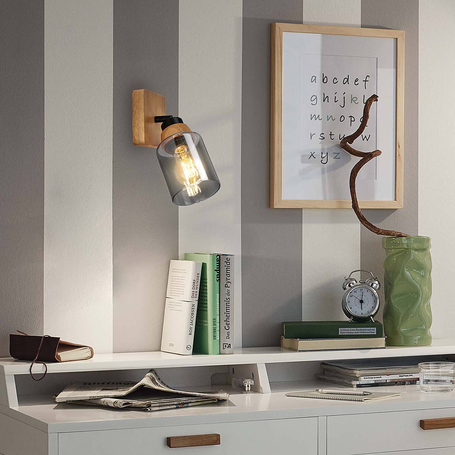 Meidelo Wall Lamp Aluminum Smoked Glass Black 1-light