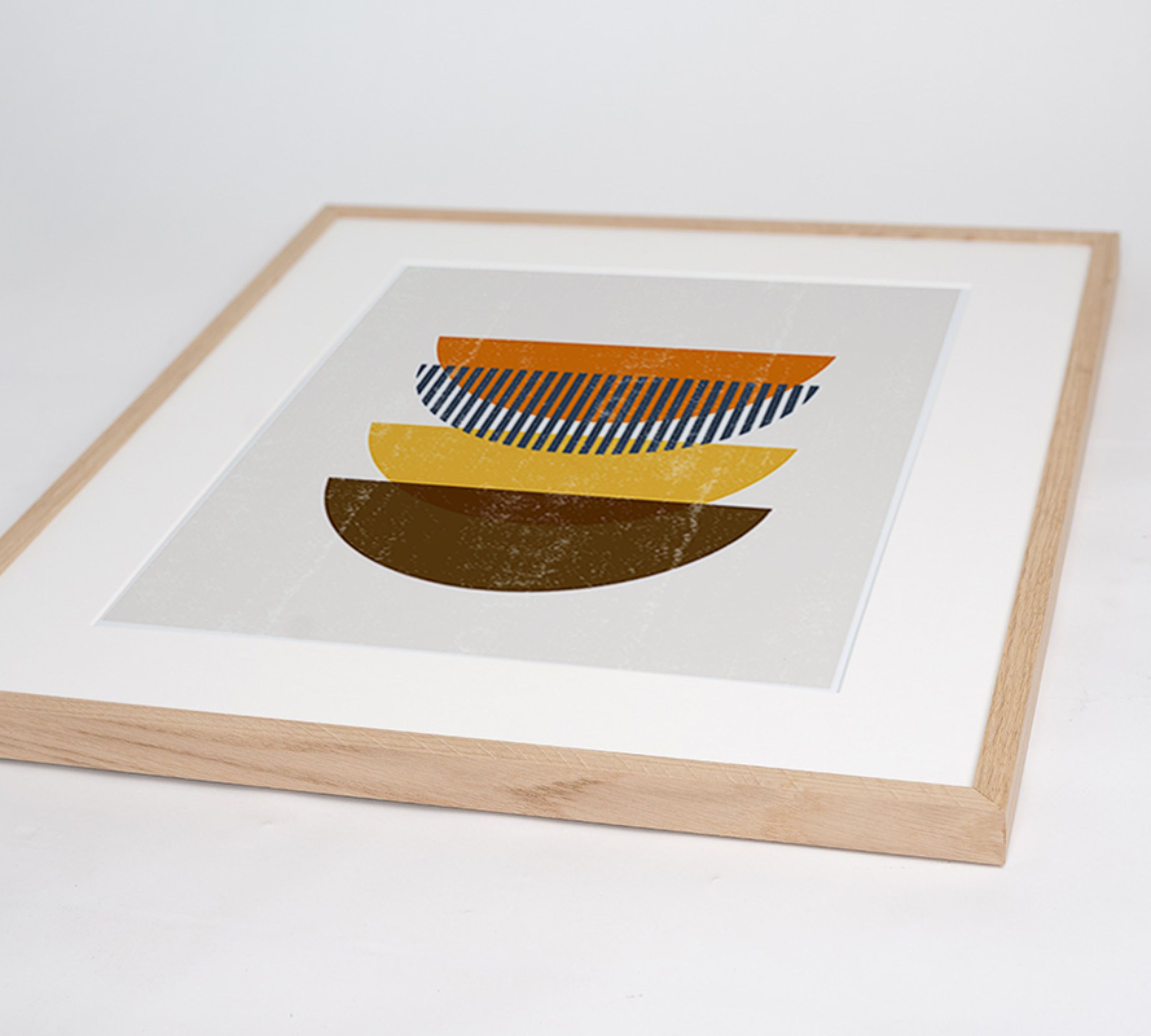 Abstract Sun Moon Stampa d'arte con cornice multicolore