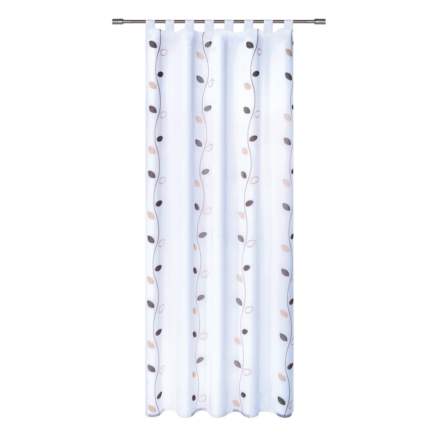 Schlaufengardine Barcelona Webstoff Weiß / Braun