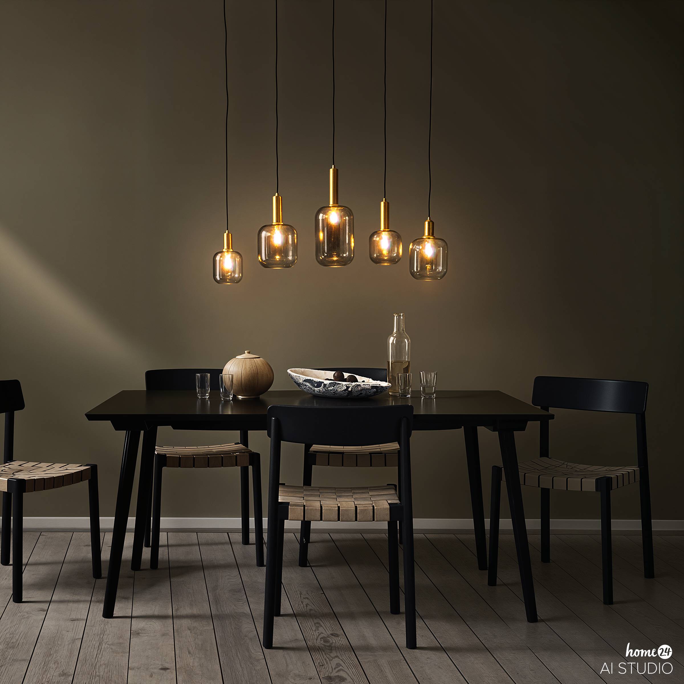 MOME Pendant Light 5-light Smoked Glass Grey