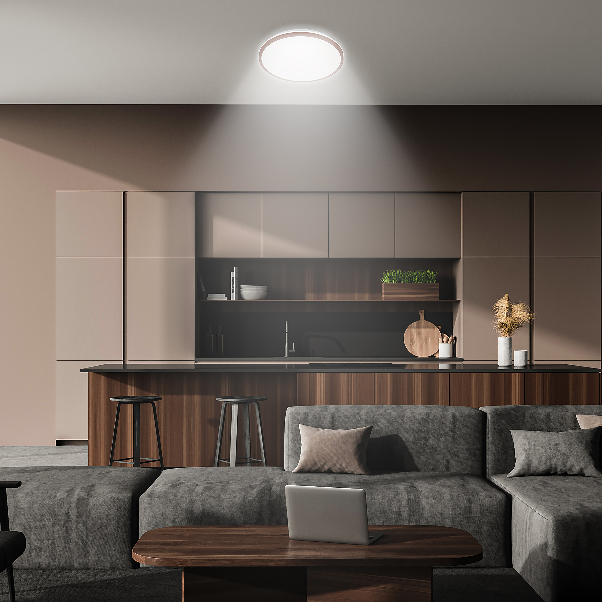 Lana LED Deckenleuchte Aluminium Polypropylen Braun