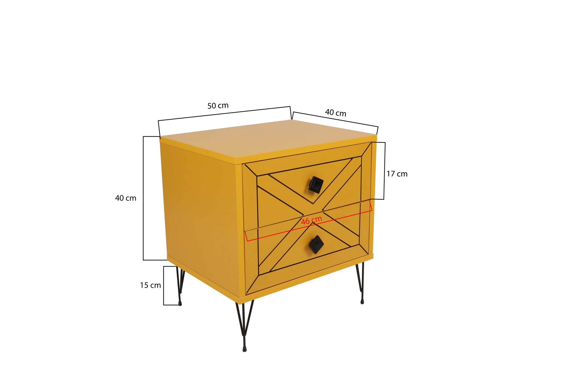 Luna Nachttisch Holz Gelb