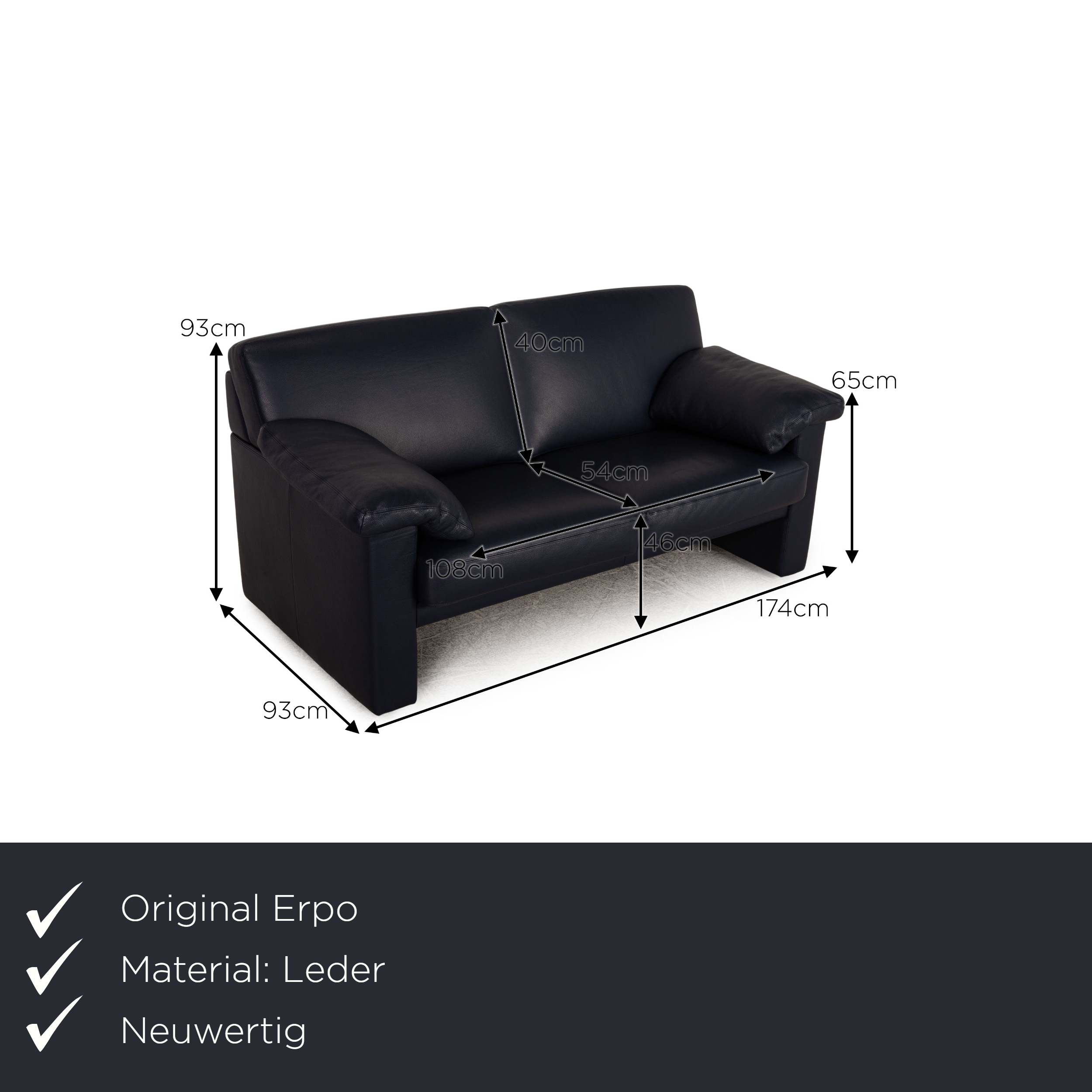 CL 300 Sofa 2-Sitzer Leder Blau