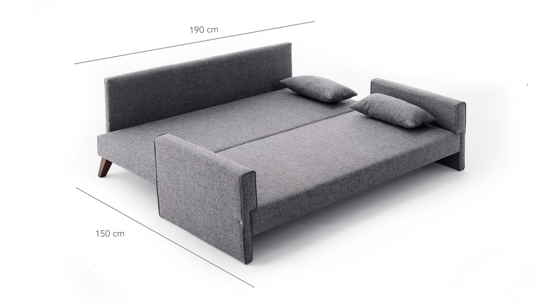 Schlafsofa 3-Sitzer Textil Grau