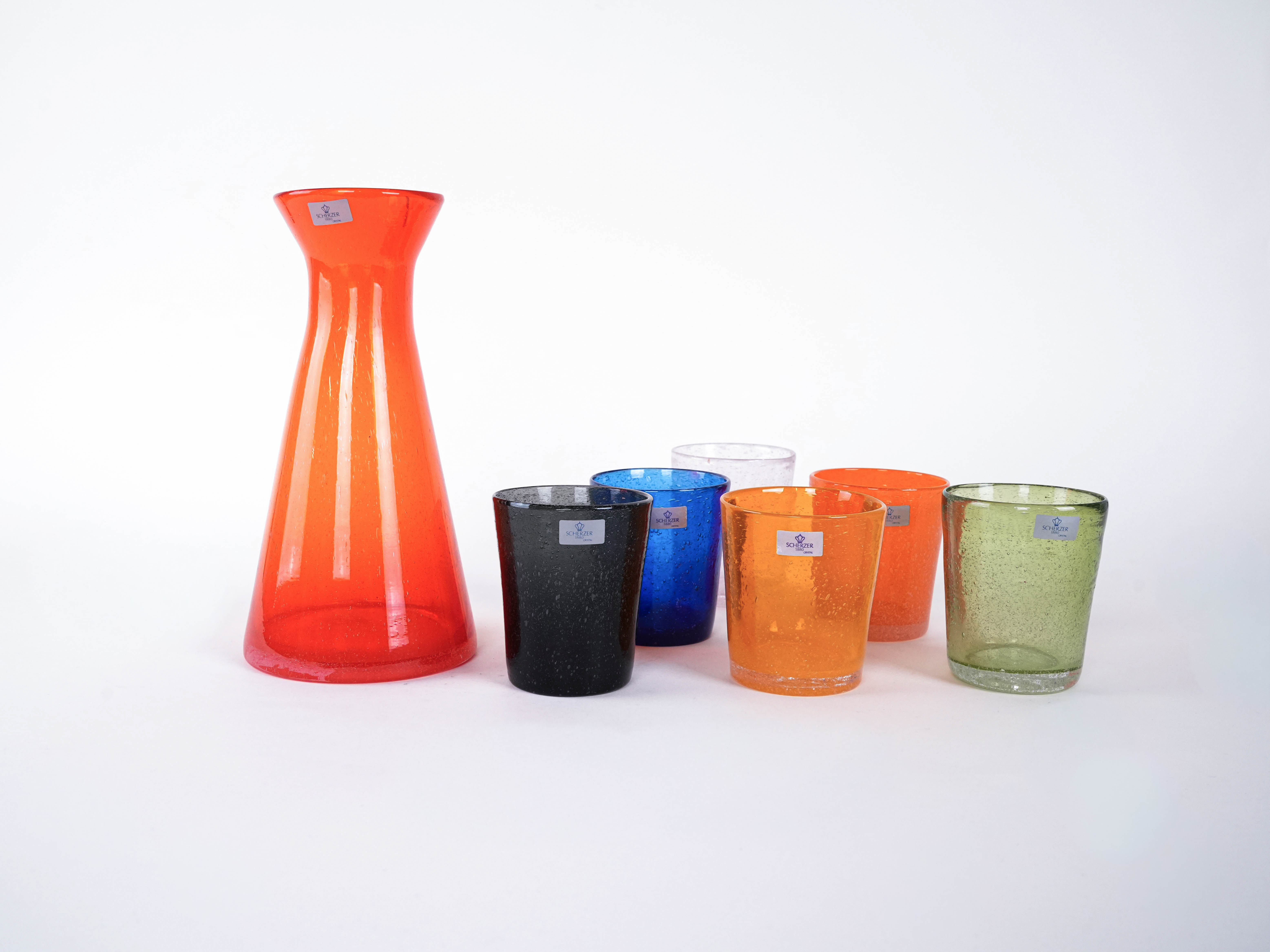 Glass and Carafe Set Multicolored 1980s