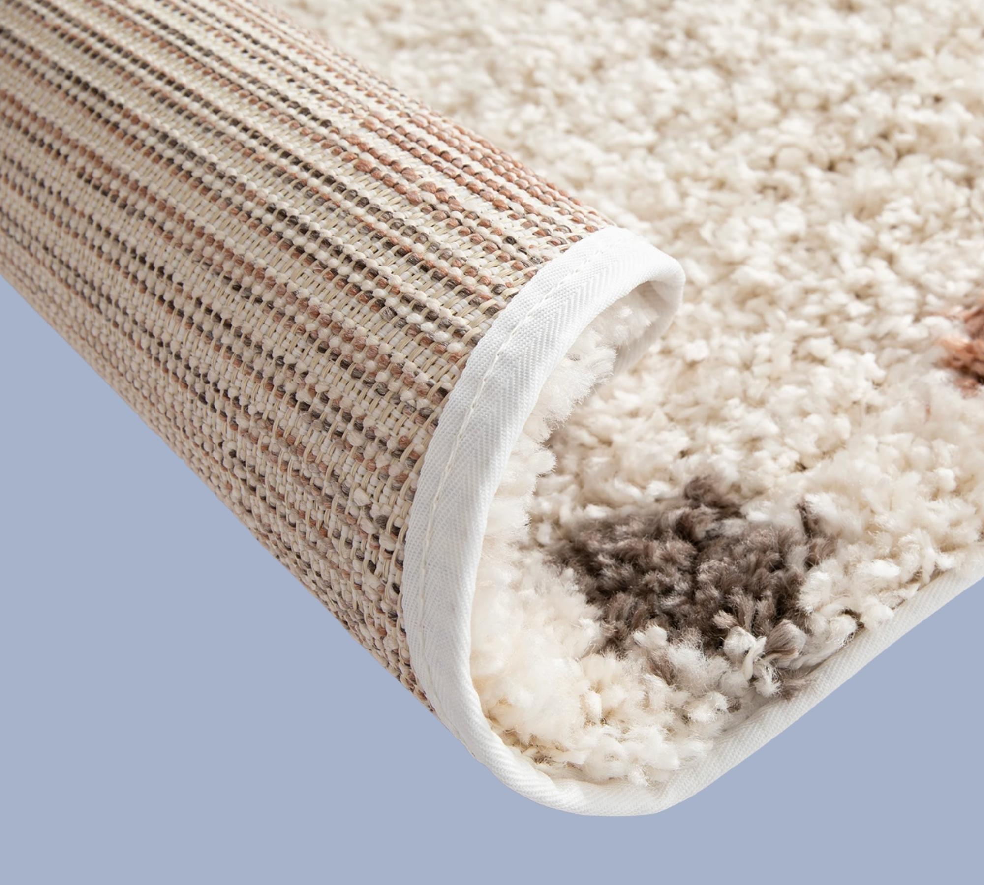 Runder Hochflorteppich Beige