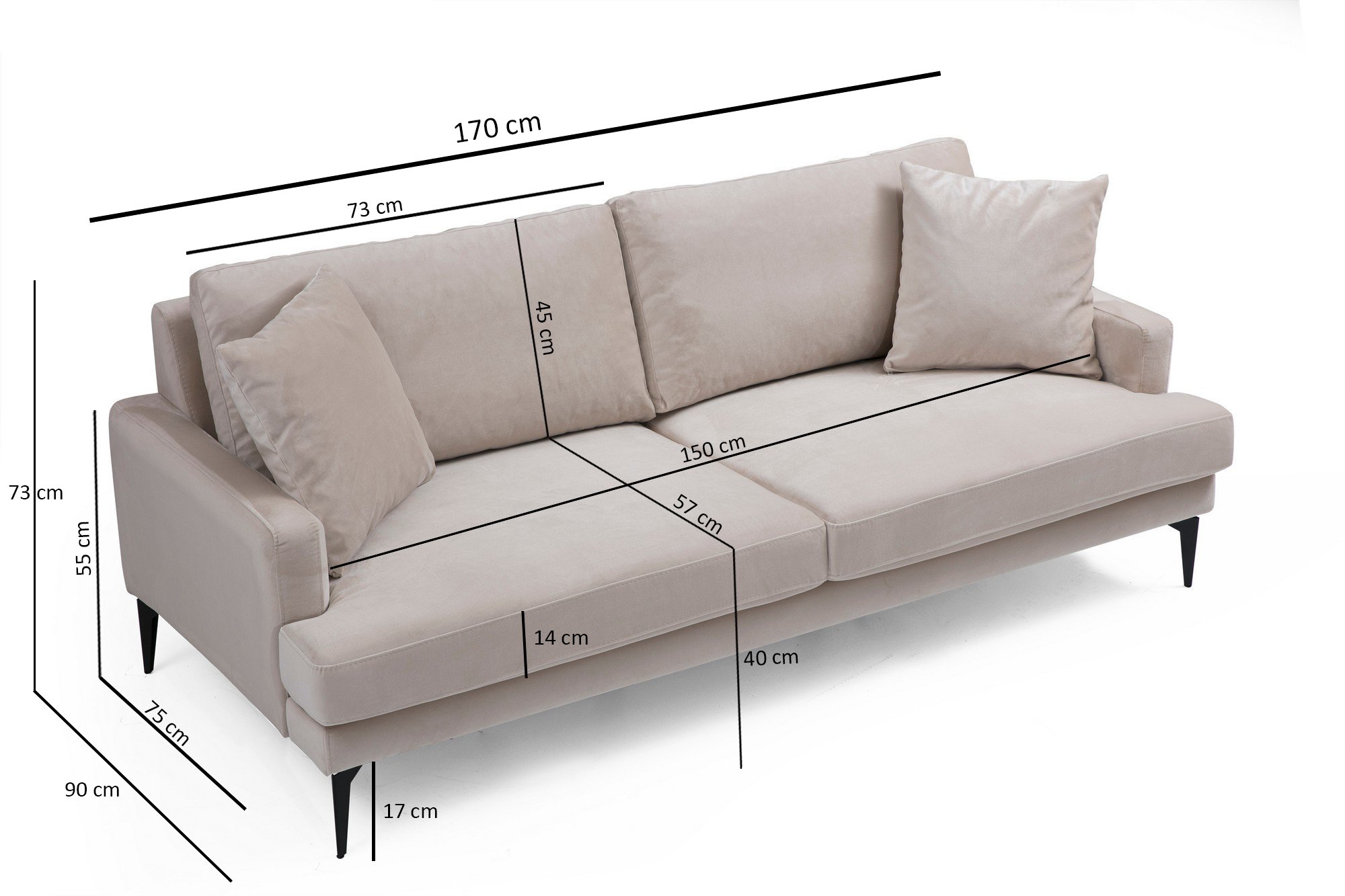 Modernes Sofa 2-Sitzer Beige