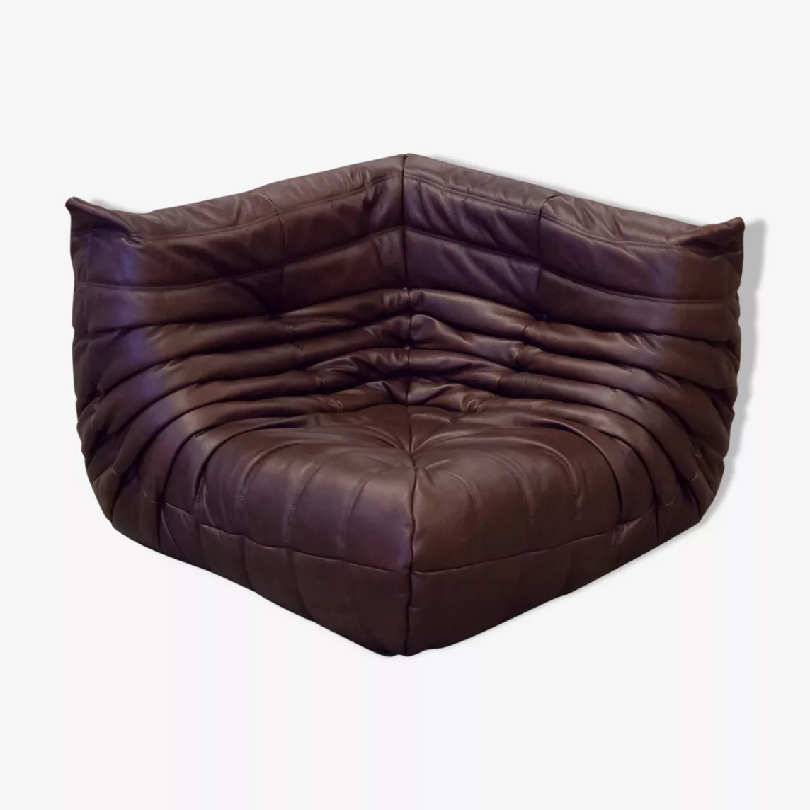 Togo Divano angolare pelle pull-up marrone cioccolato