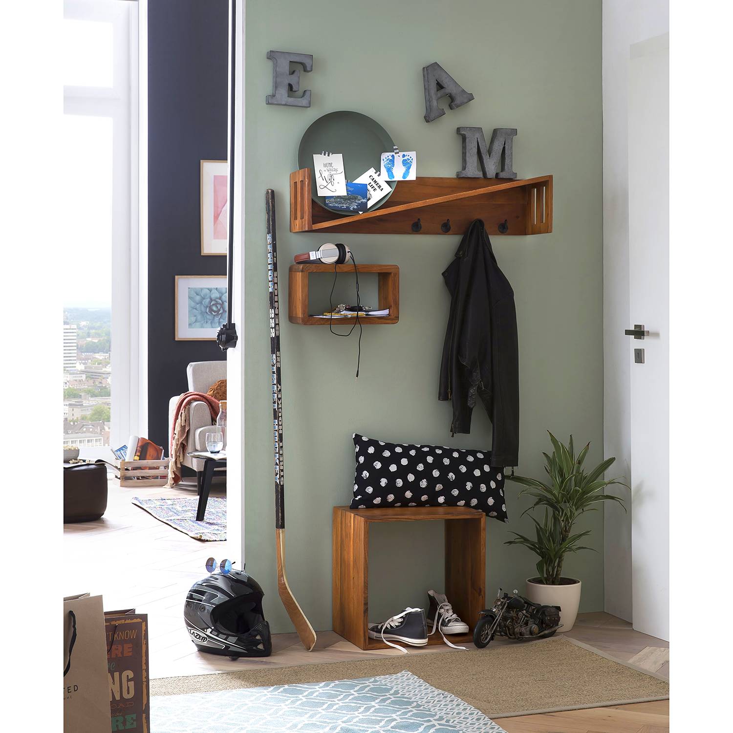 Side table Hawley I Acacia solid wood brown