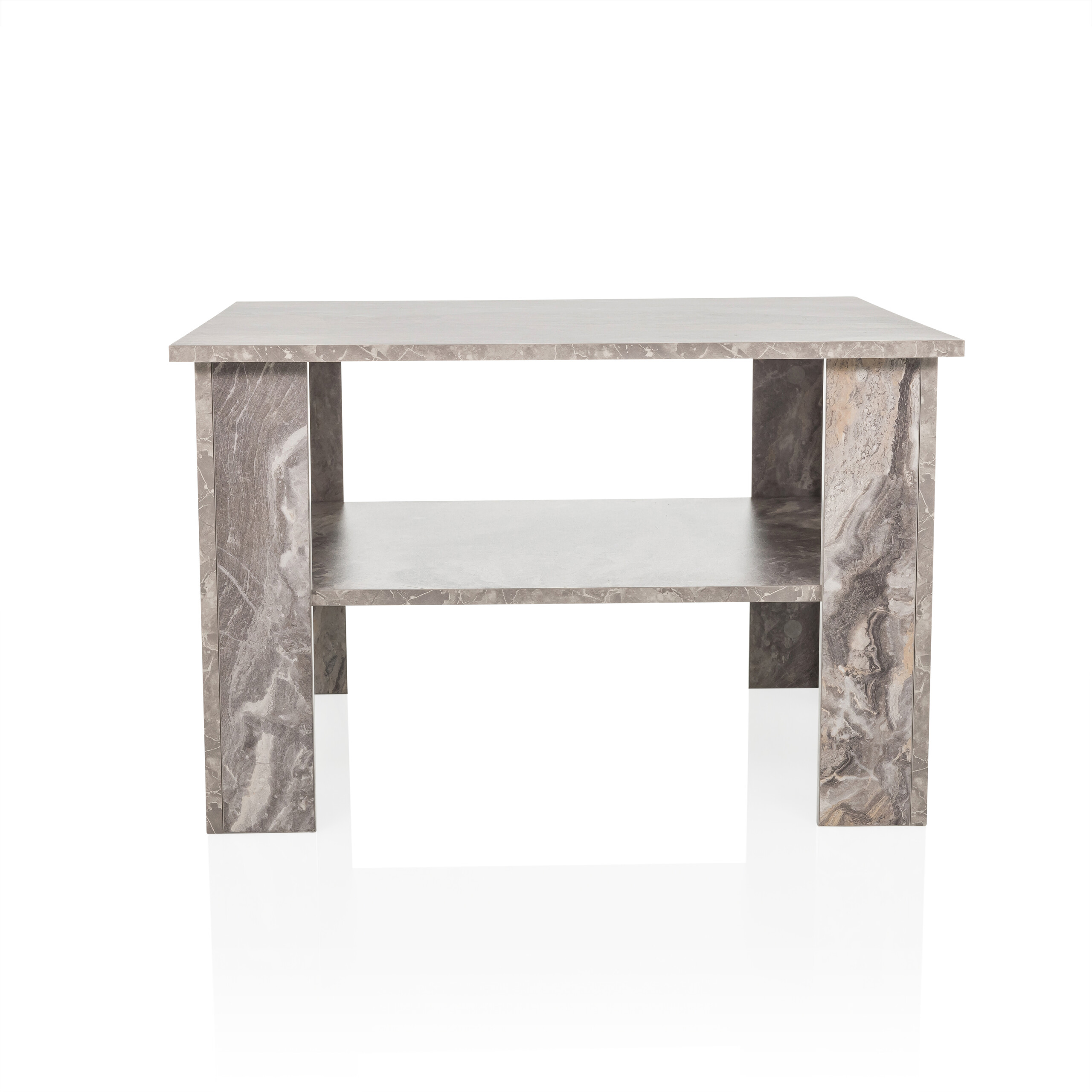 BISMO Tavolino da salotto in effetto marmo grigio