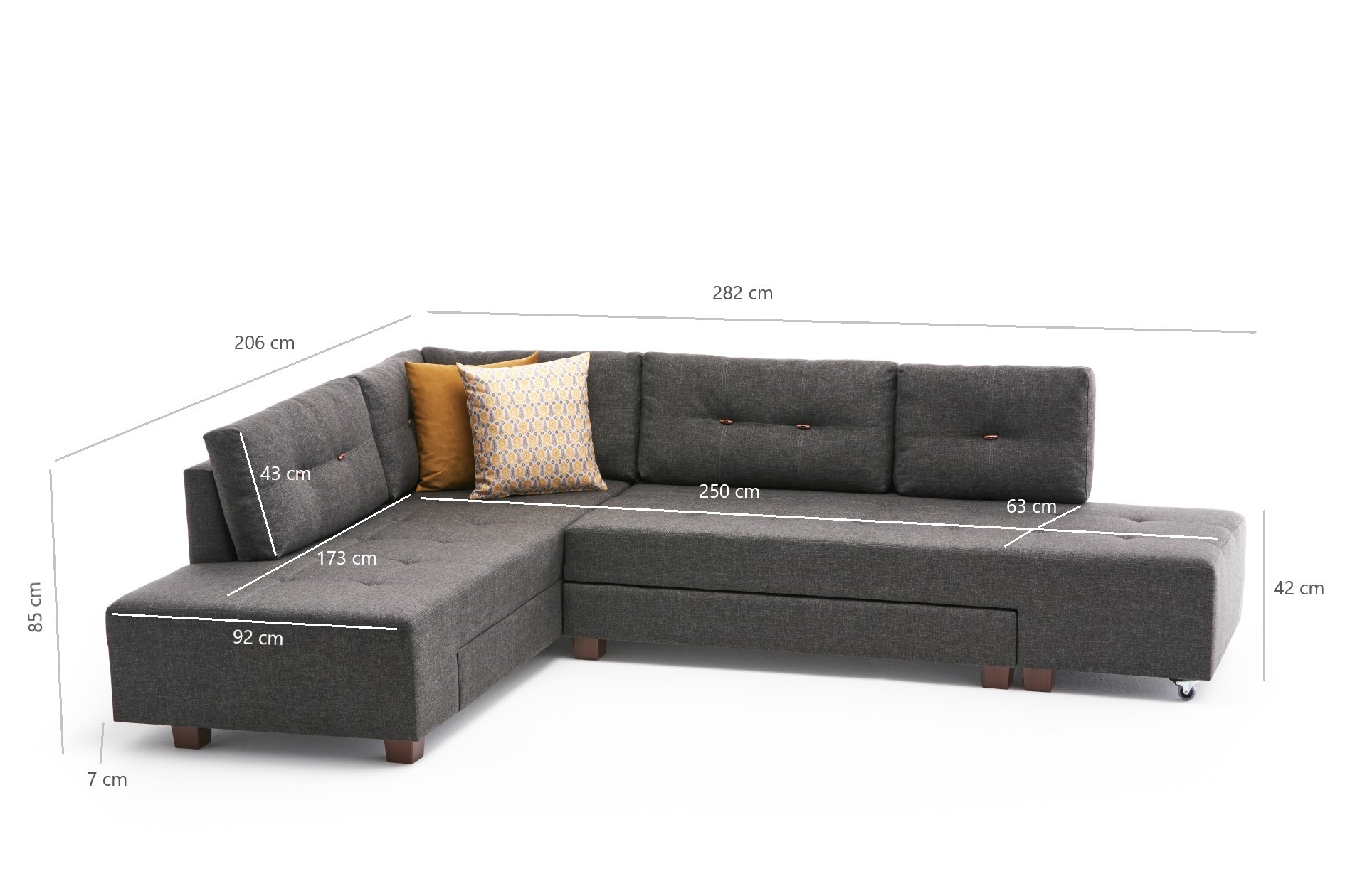 Manama Corner Sofa Bed Left - Anthracite