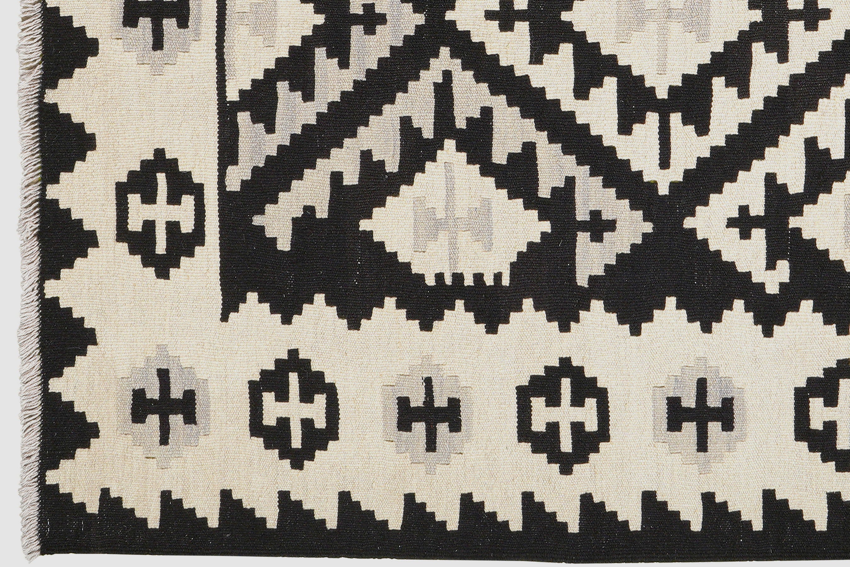 Kilim Gashgai Teppich Schwarz Creme