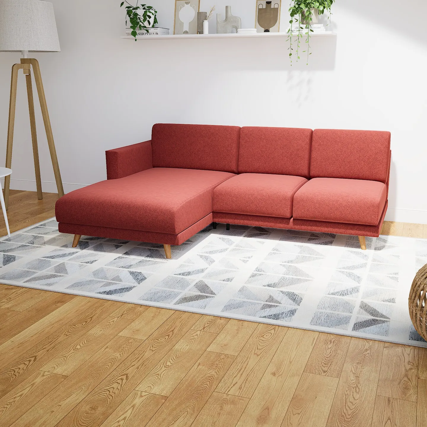 Tyme Ecksofa Melierte Wolle Blutorange