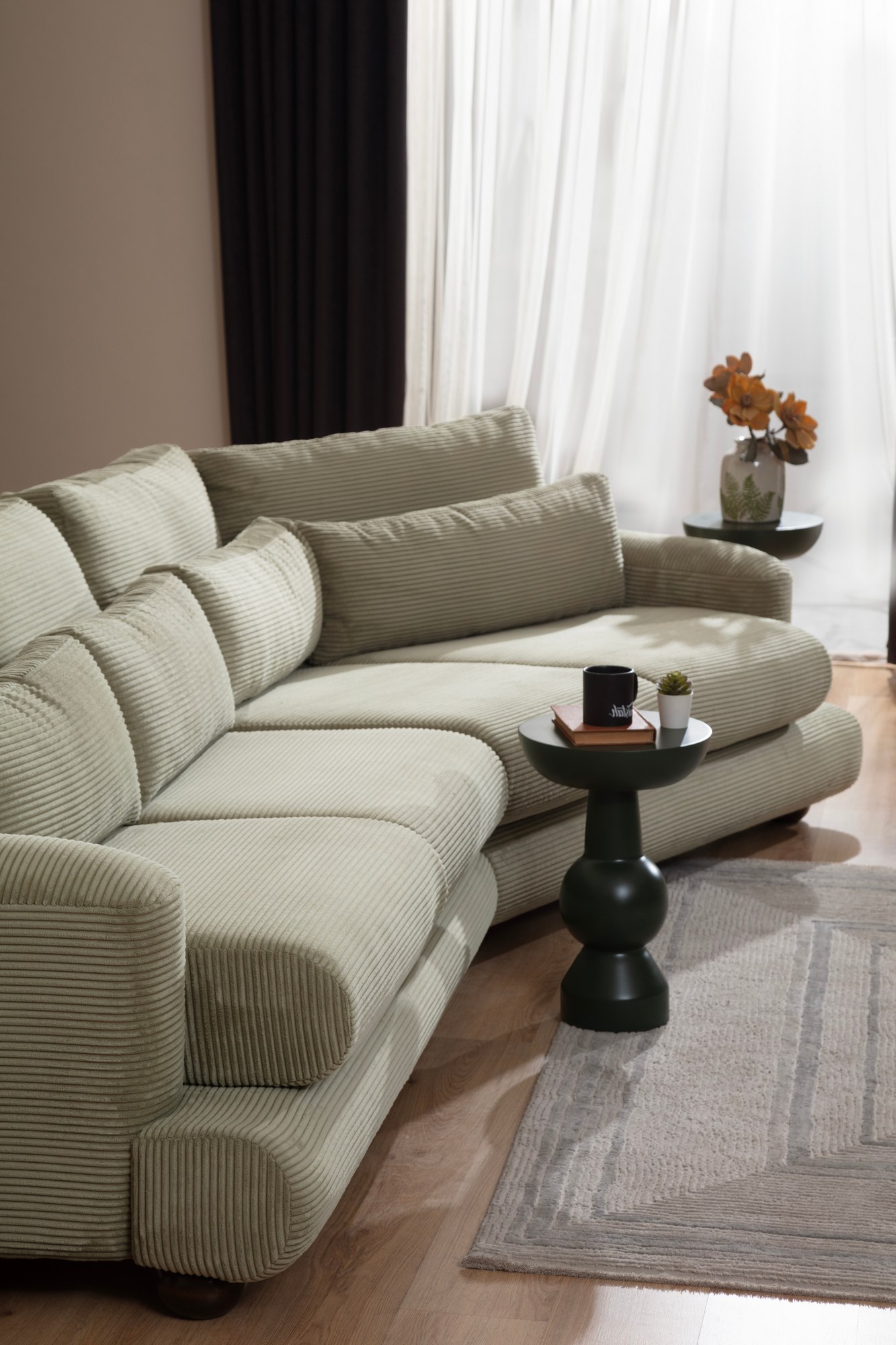 River 4-seater corner sofa Right Green