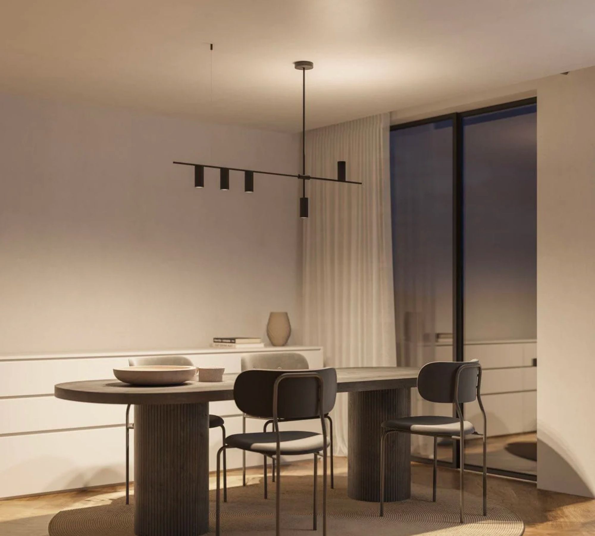 5-flame asymmetrical AJAX pendant light Black