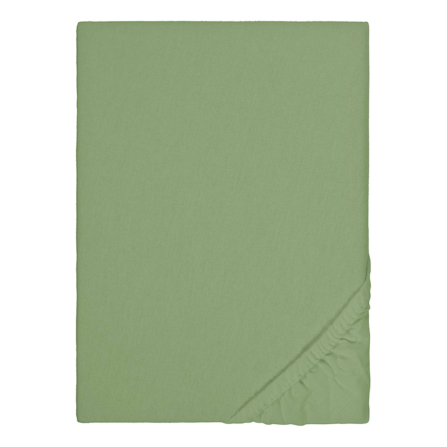 Feinbiber Spannbetttuch Baumwolle Grün 140-160 x 200cm