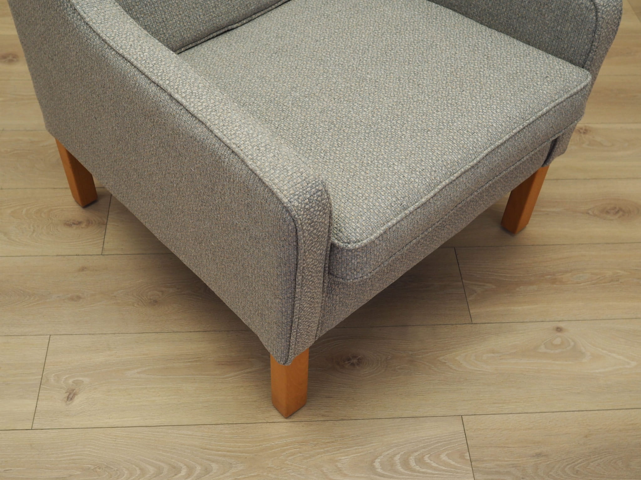 Vintage armchair beech wood textile grey 1970s