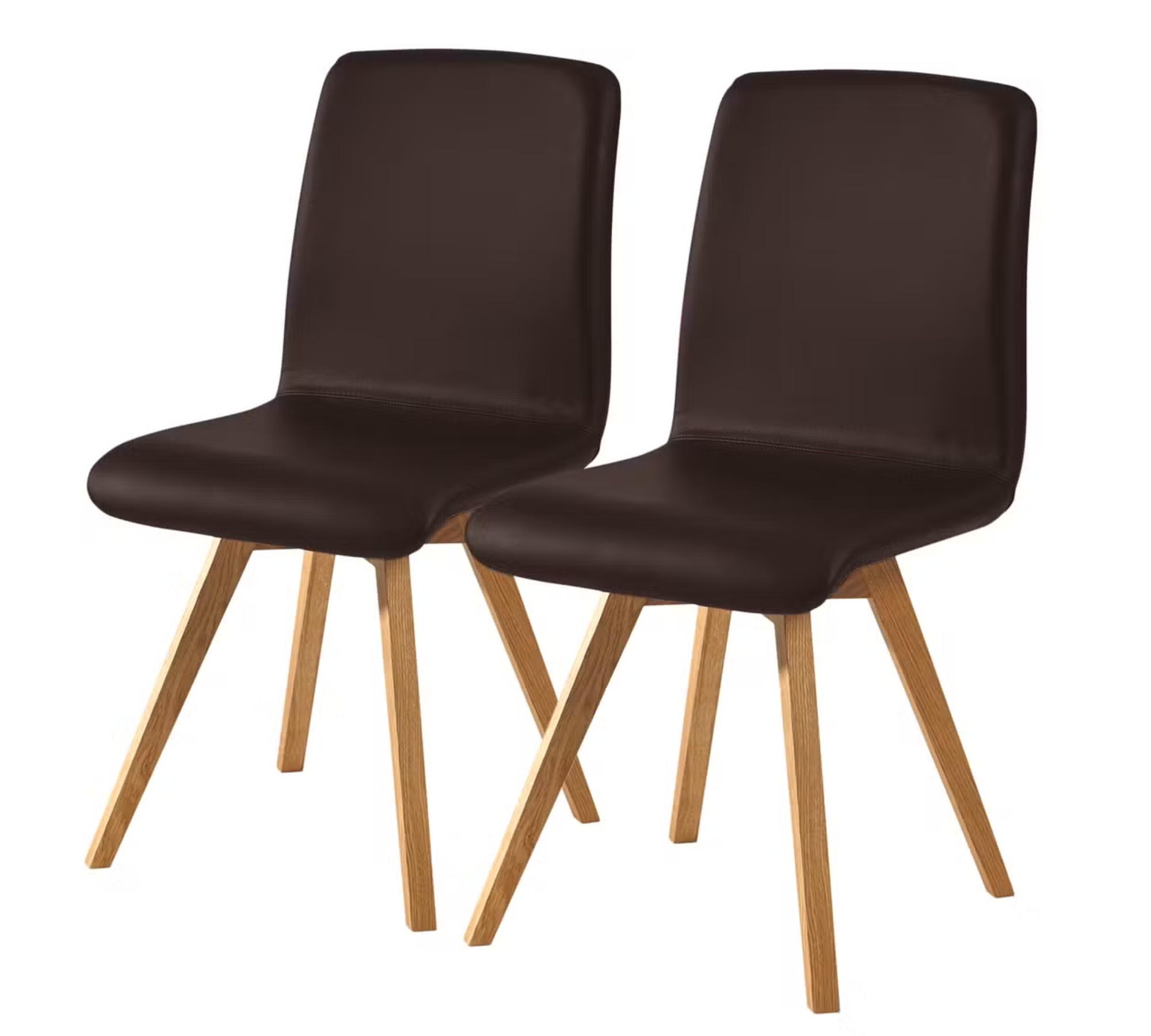 2x Stuhl Kunstleder Holz Dunkelbraun