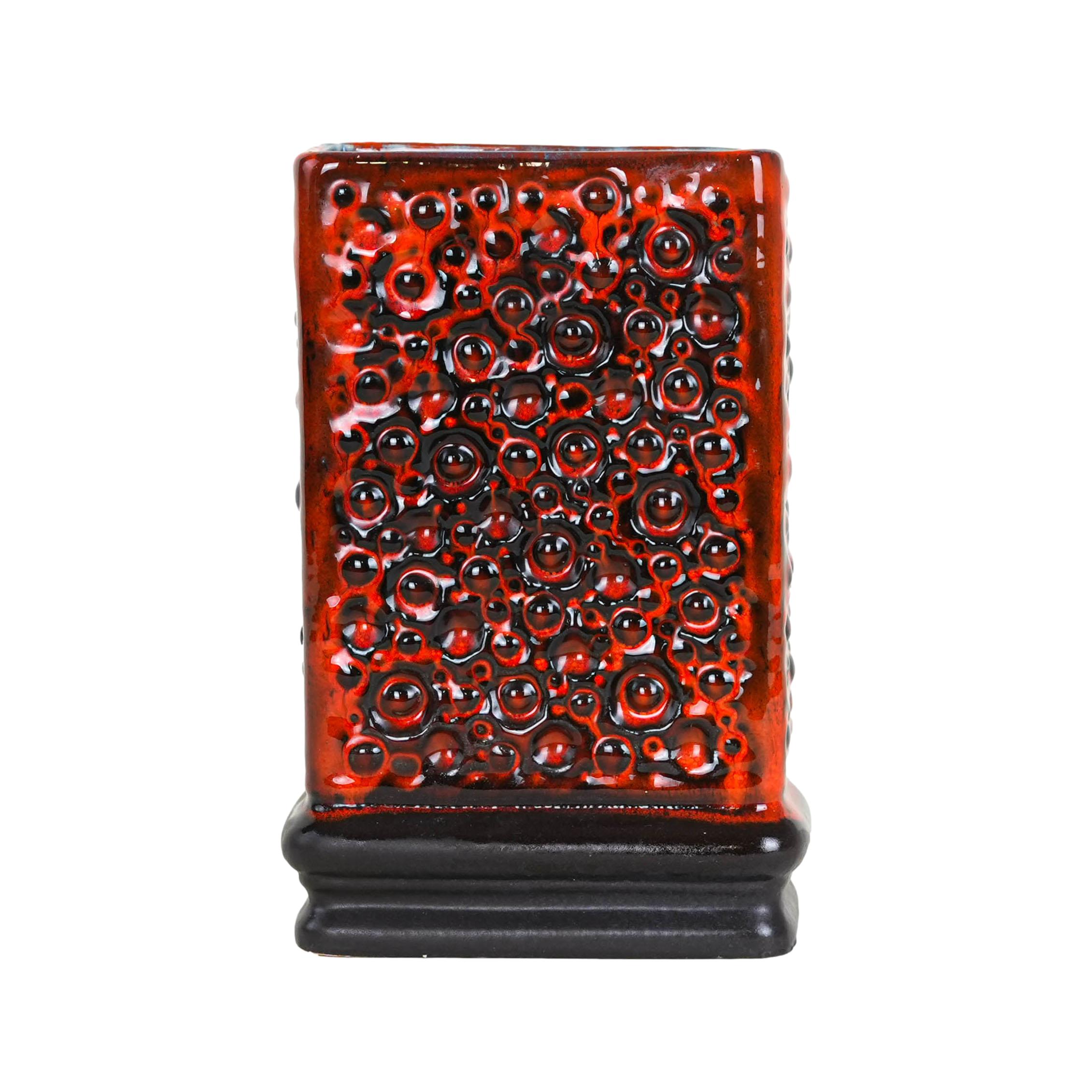 Vase Fat Lava 1960s Red