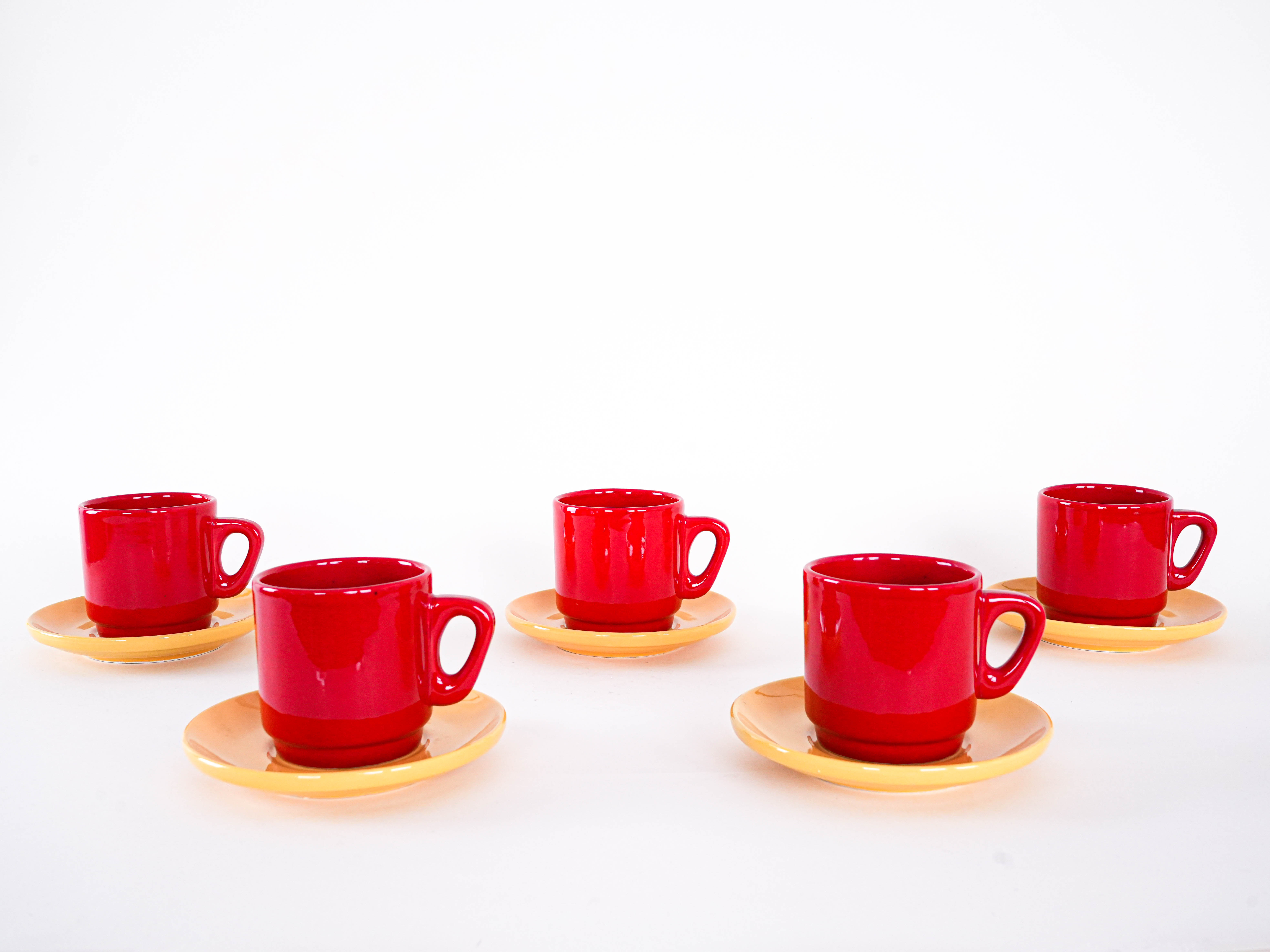 Ceramic Mug Set Red 1980s