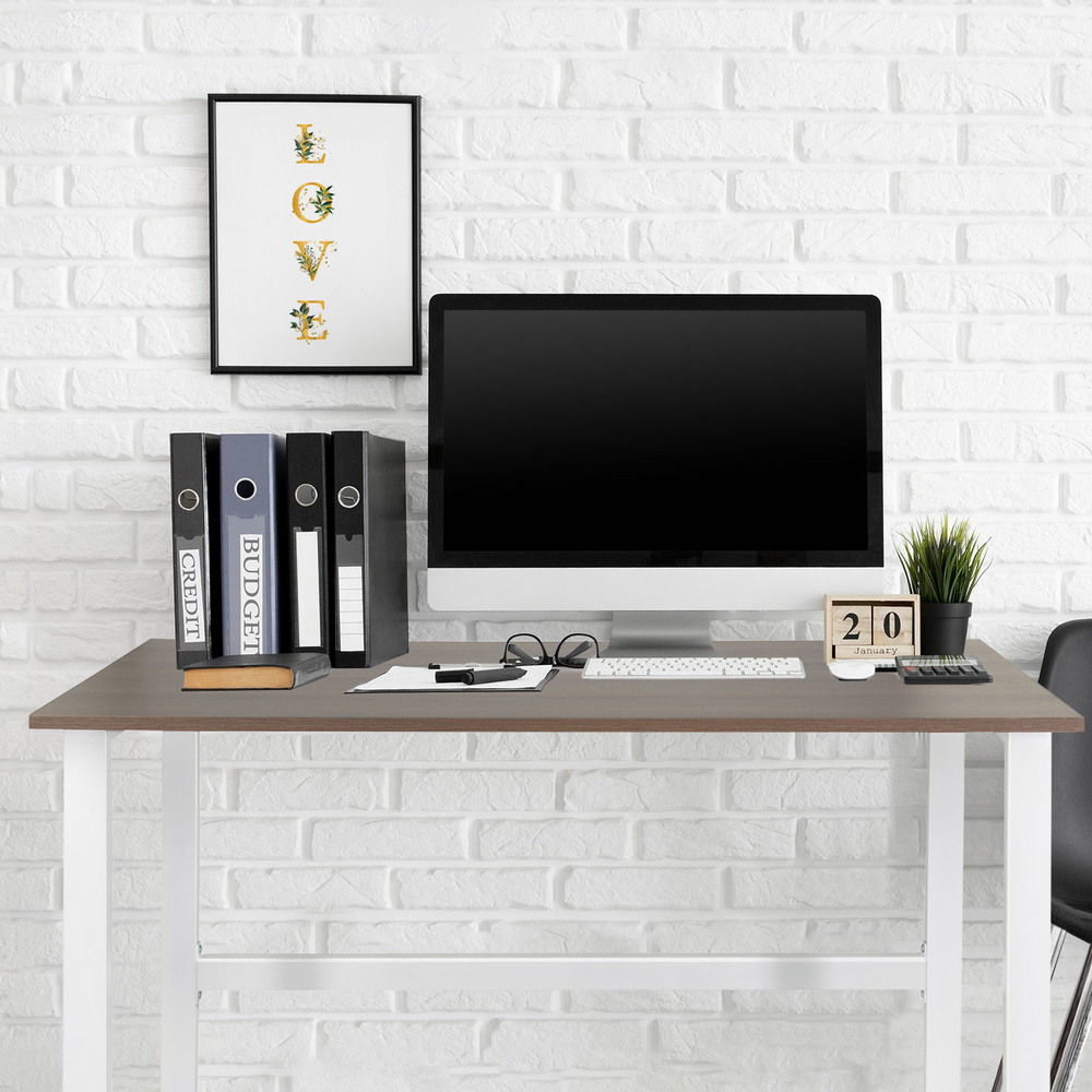 Workspace Light I Scrivania Legno Acciaio Noce Bianco