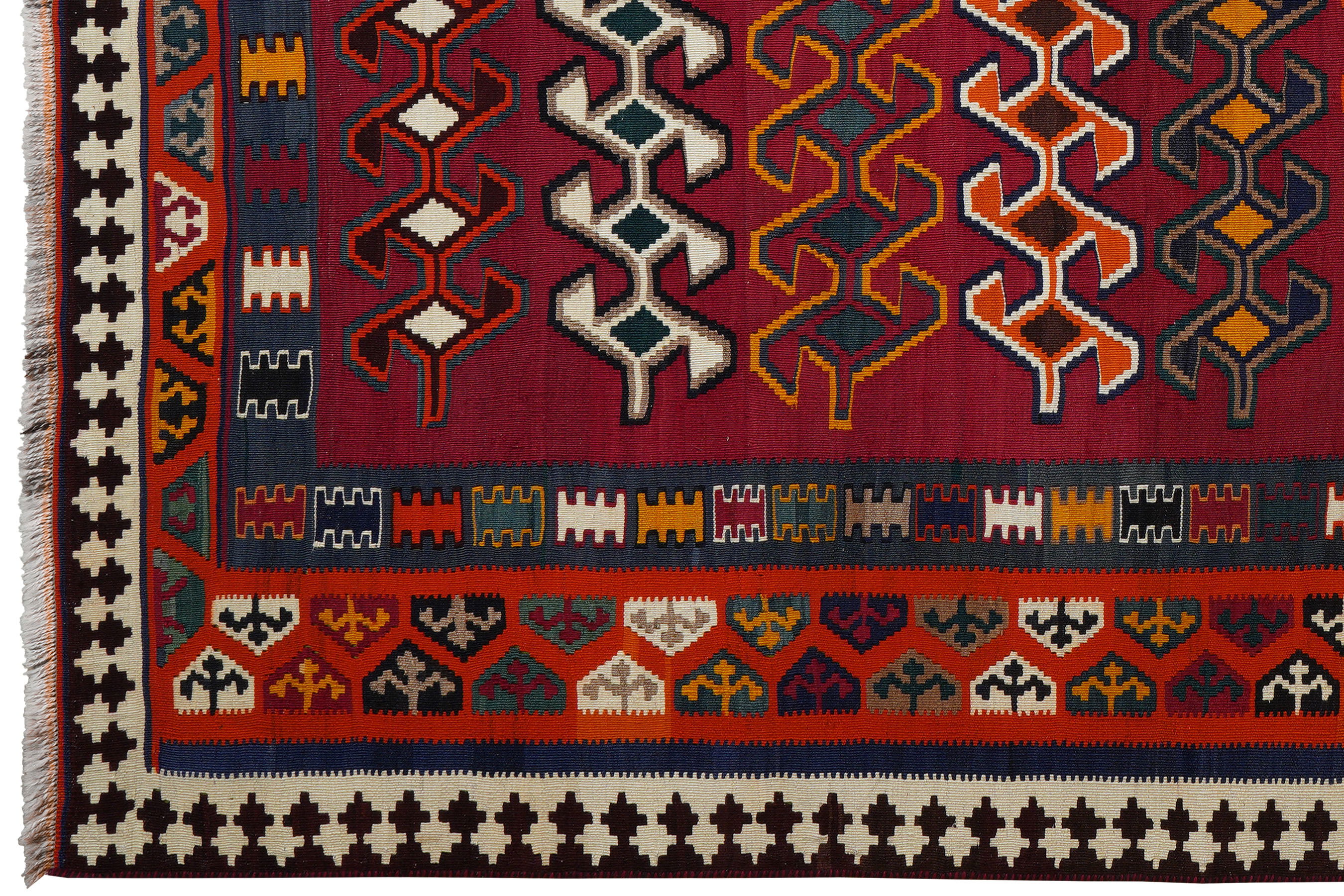 Kelim Gashgai Old Teppich Wolle Rot