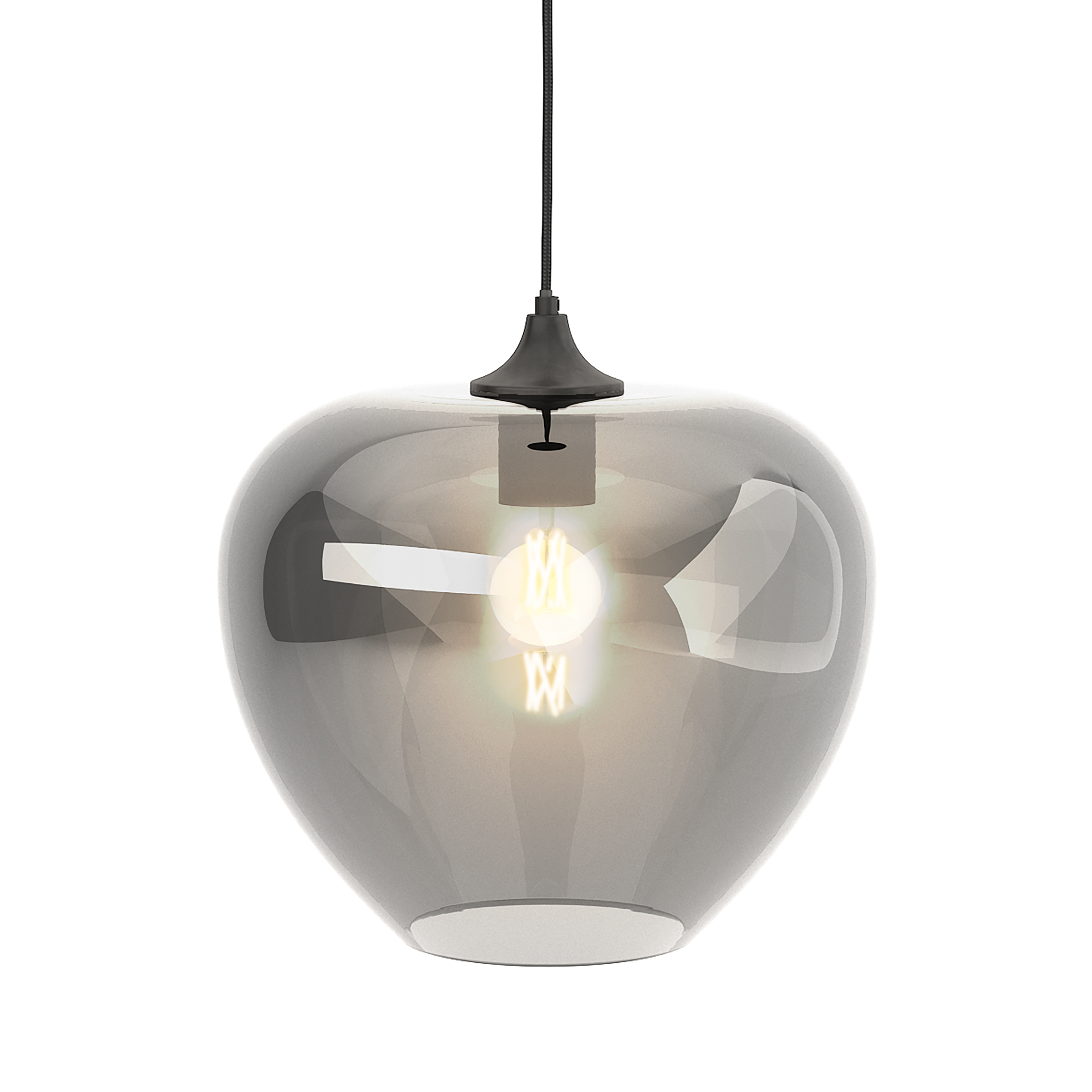 ARA 1-light pendant lamp smoked glass iron grey