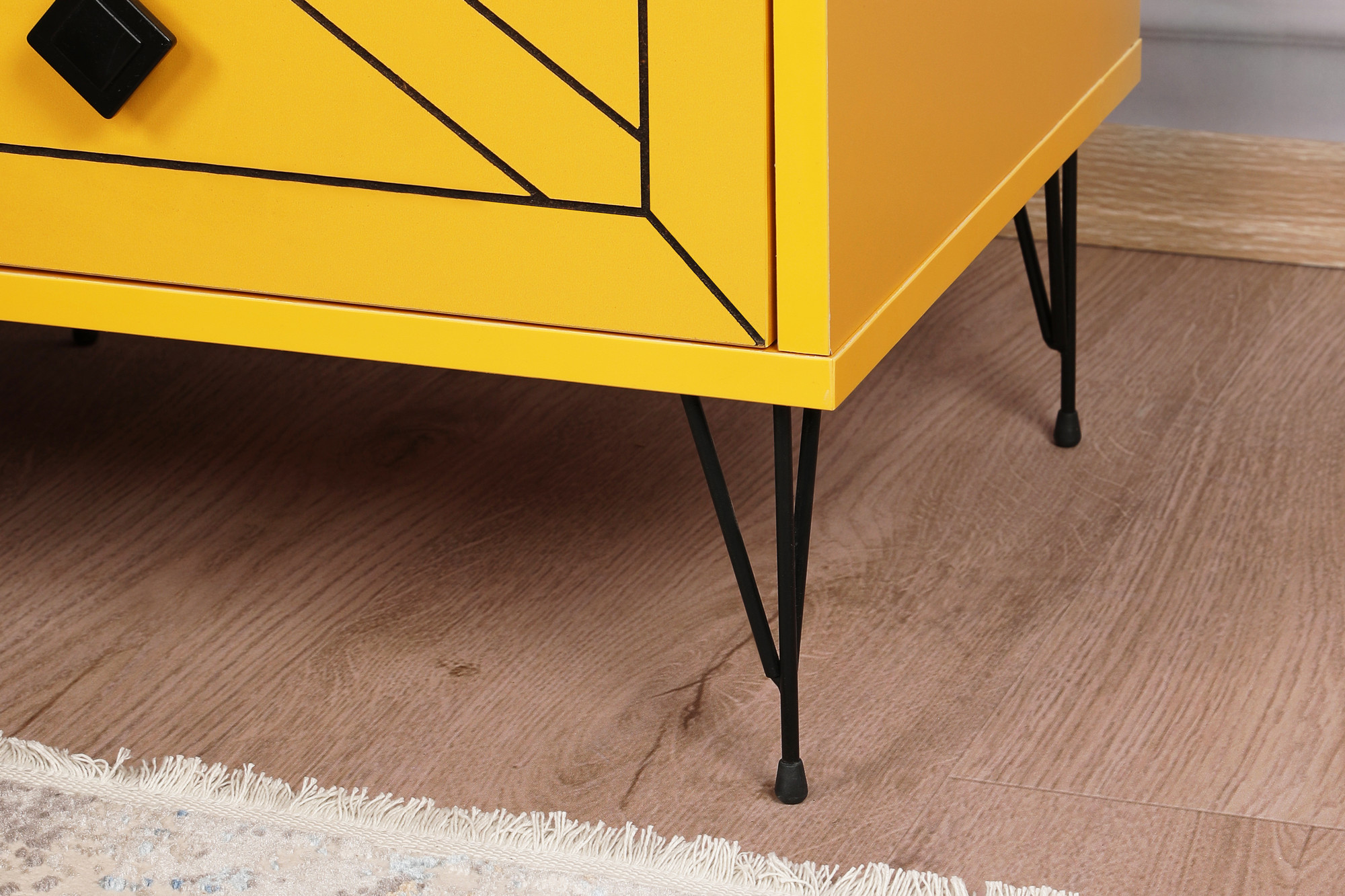 Luna bedside table wood veneer yellow