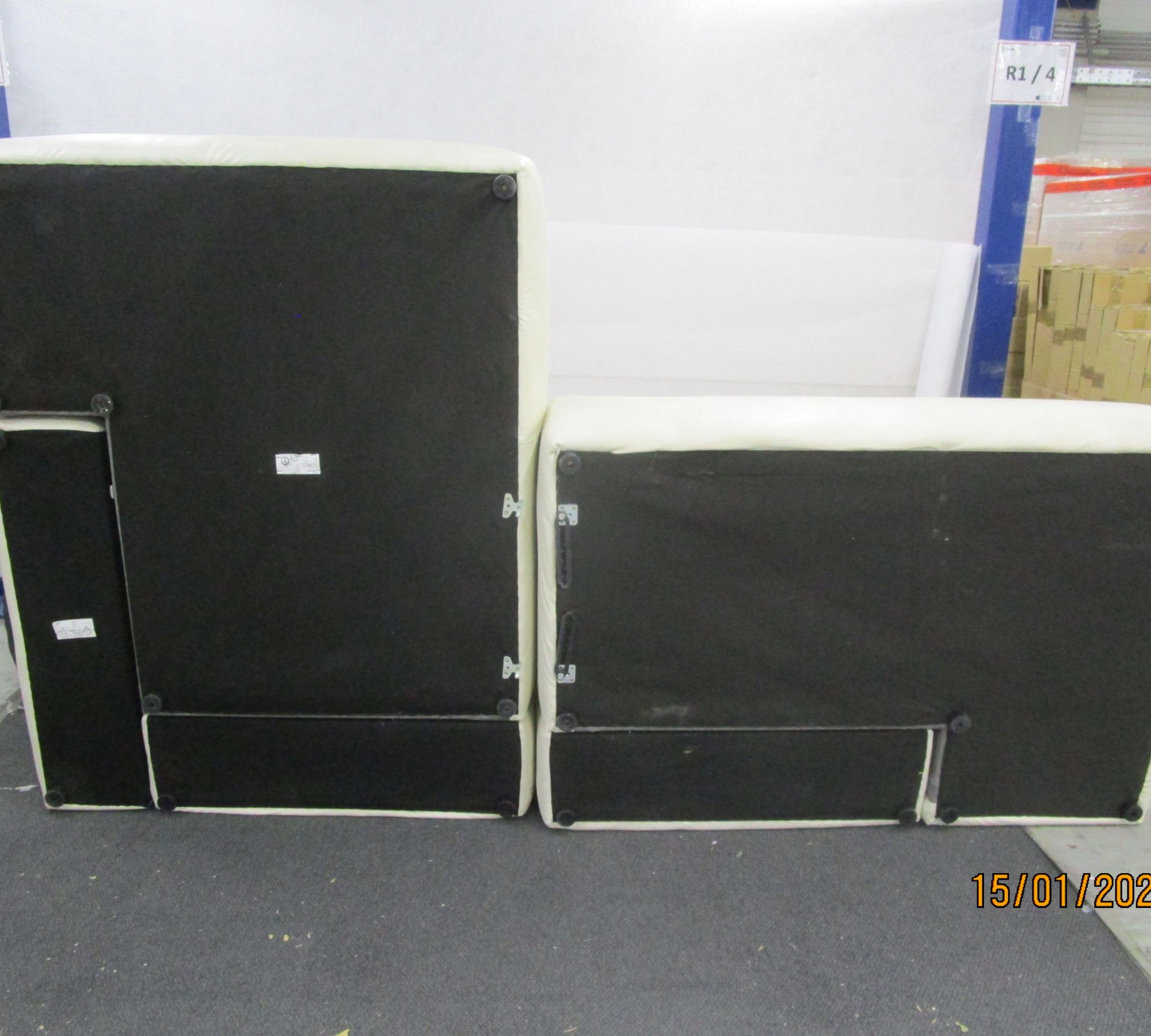 Pyllow Sofa Ecksofa Récamiere Links Kunstleder Cremeweiß