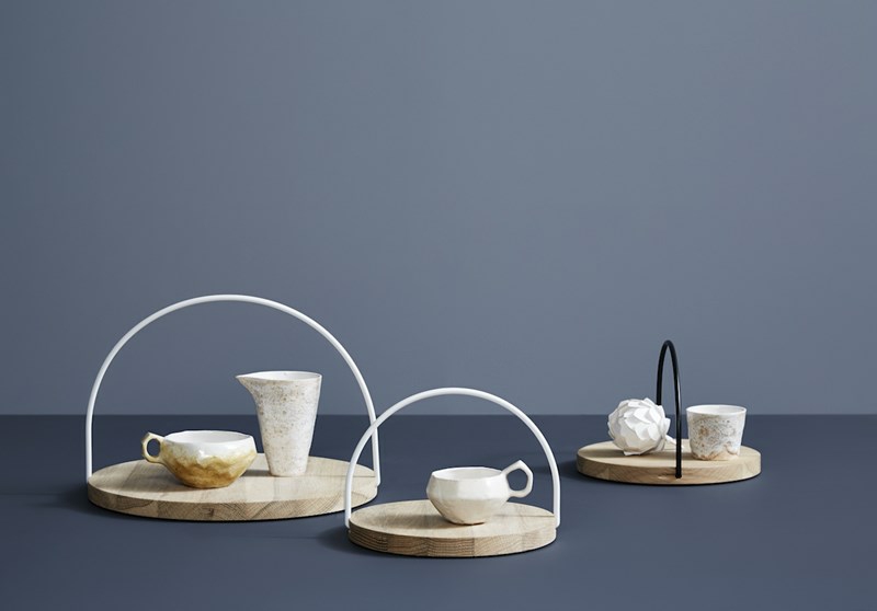 Loop Tablett Holz Metall Braun