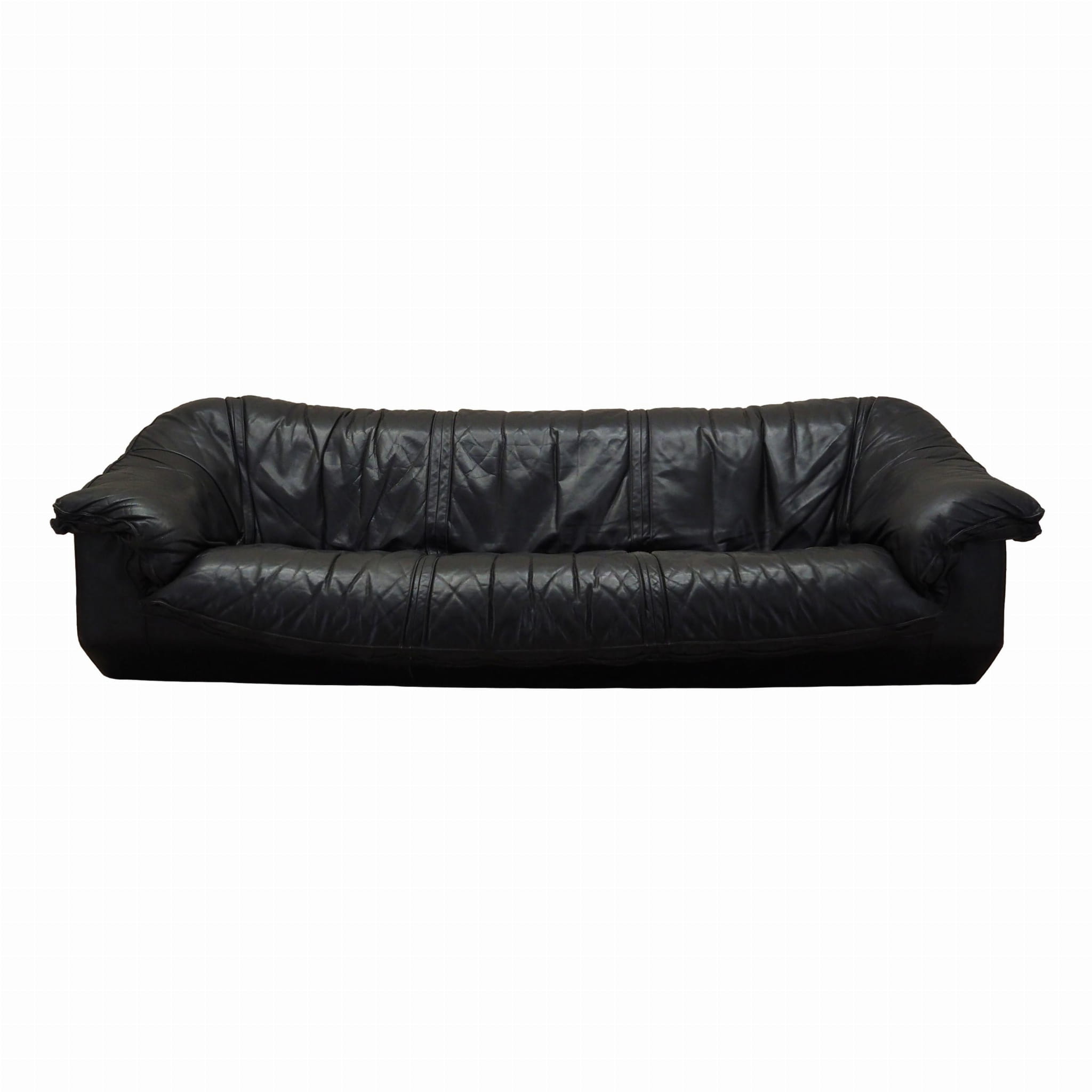 3-Sitzer Sofa Leder Schwarz 1960er Jahre
