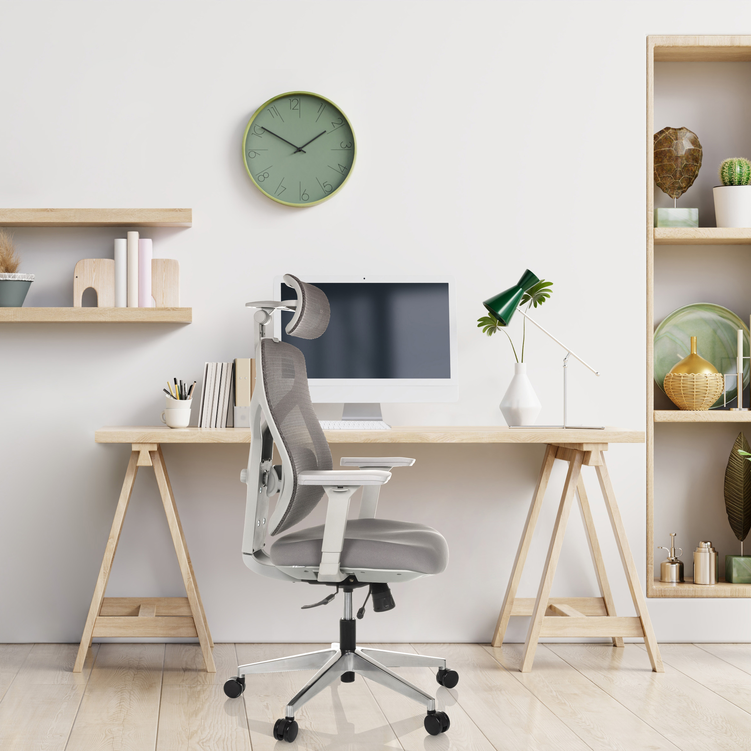 CASSILIS W Bürostuhl Netzstoff Grau