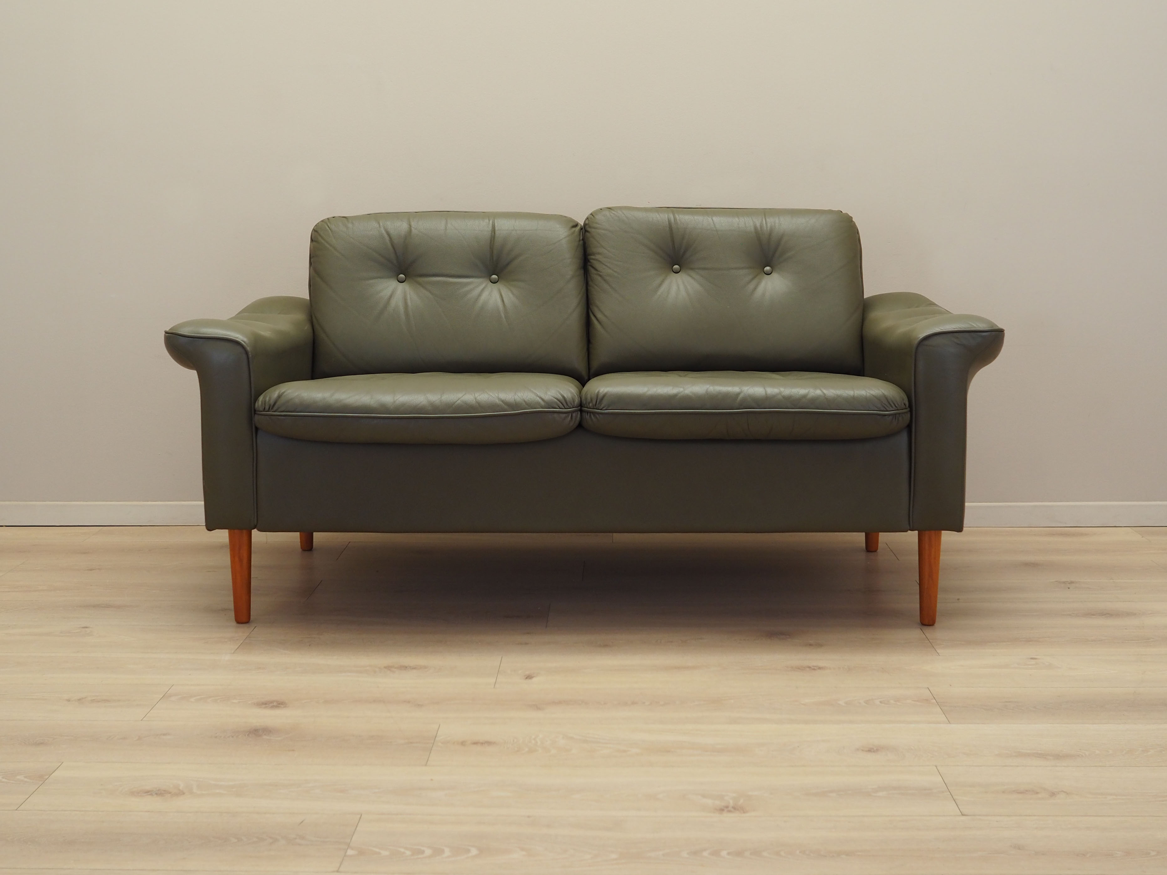 Sofa Leder Grün 1970er Jahre