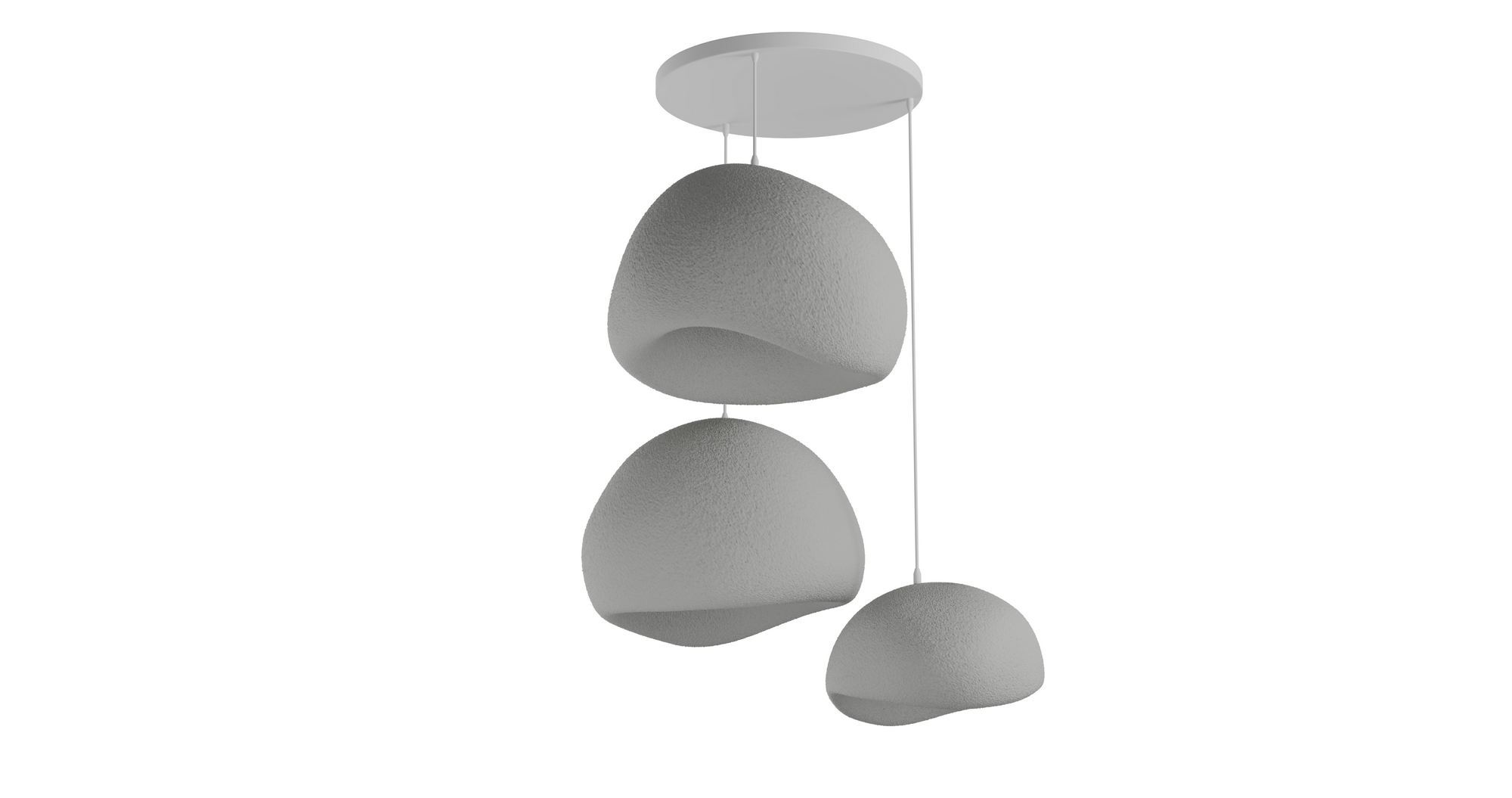 3-Flammig Wabi Sabi Ashveils Pendelleuchte Beton Grau