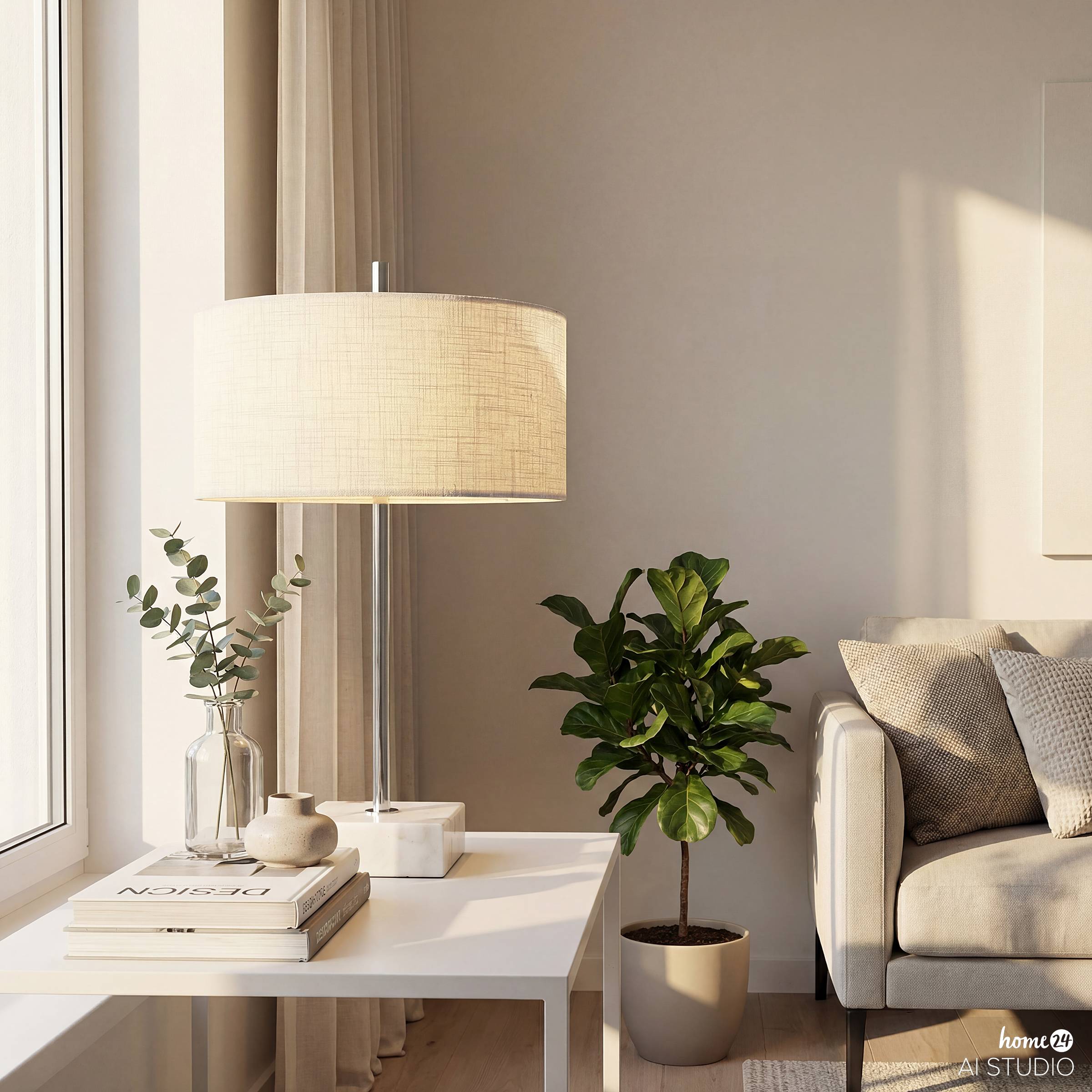 Table lamp Tivio 1-light linen marble