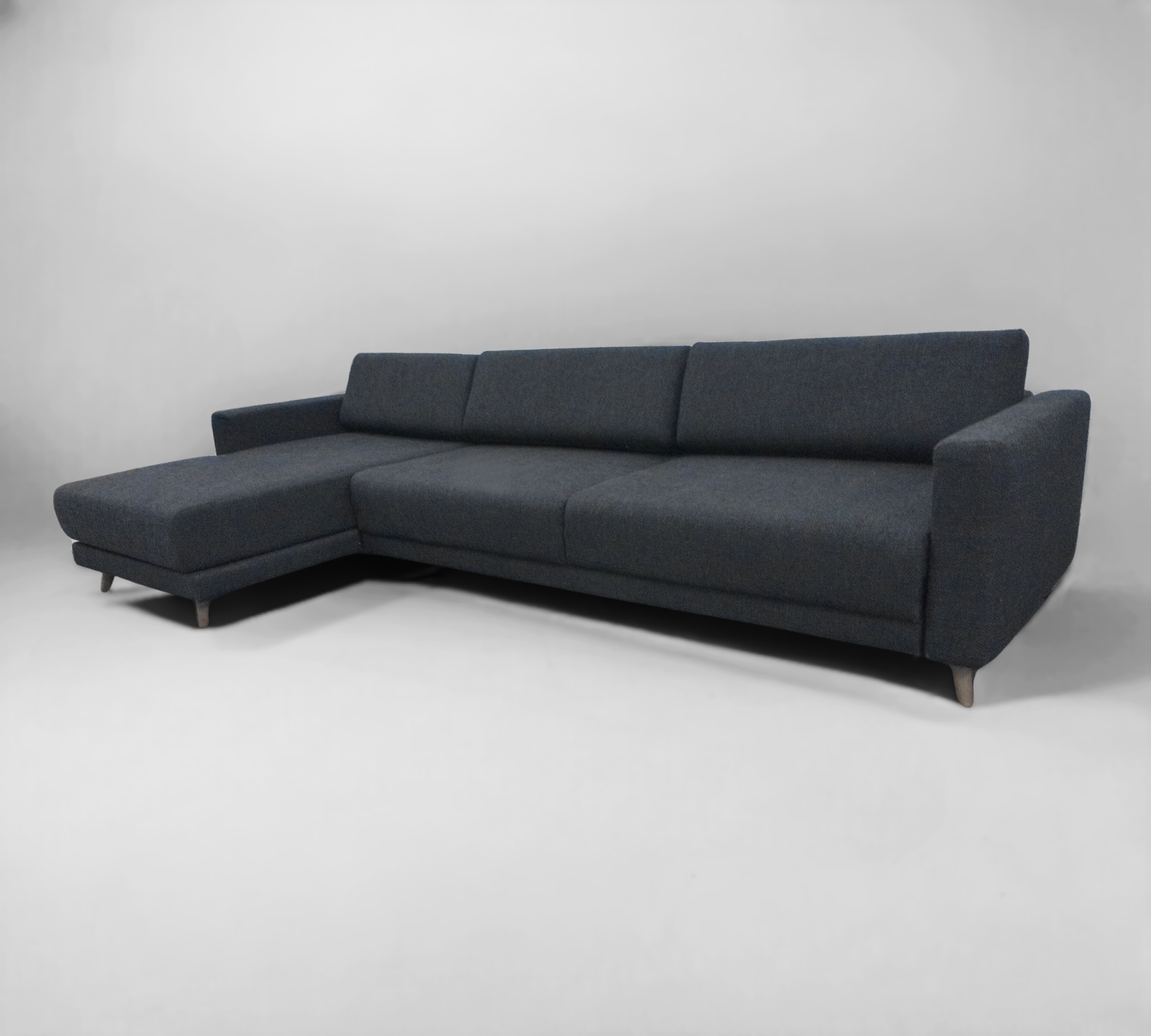 Tyme Corner Sofa Chaise Lounge Left Textured Fabric Night Black