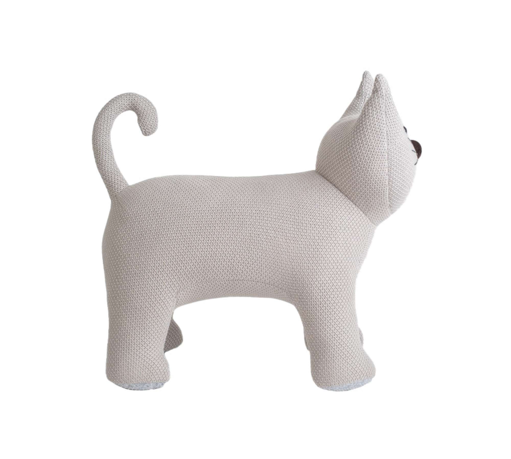 Katze Maxi Plüschtier Baumwolle Holz Grau