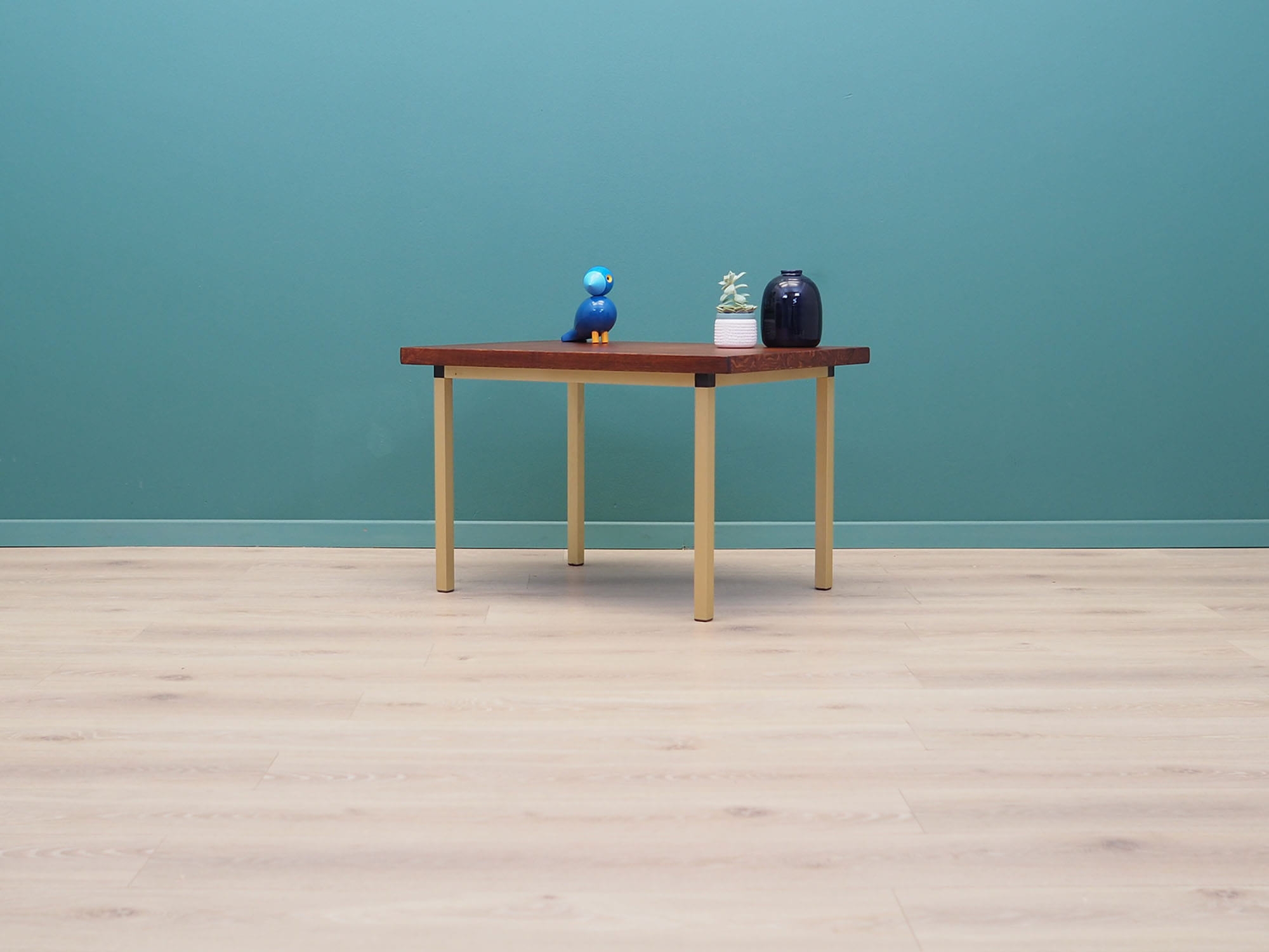 Vintage Coffee Table Wood Metal Brown 1970s