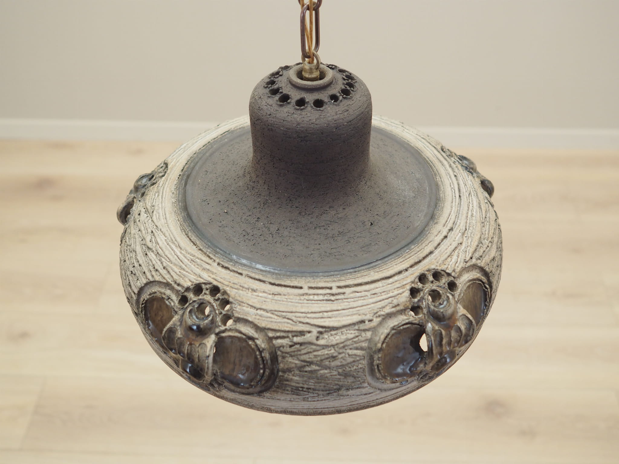 Vintage Pendant Lamp Ceramic Grey 1960s