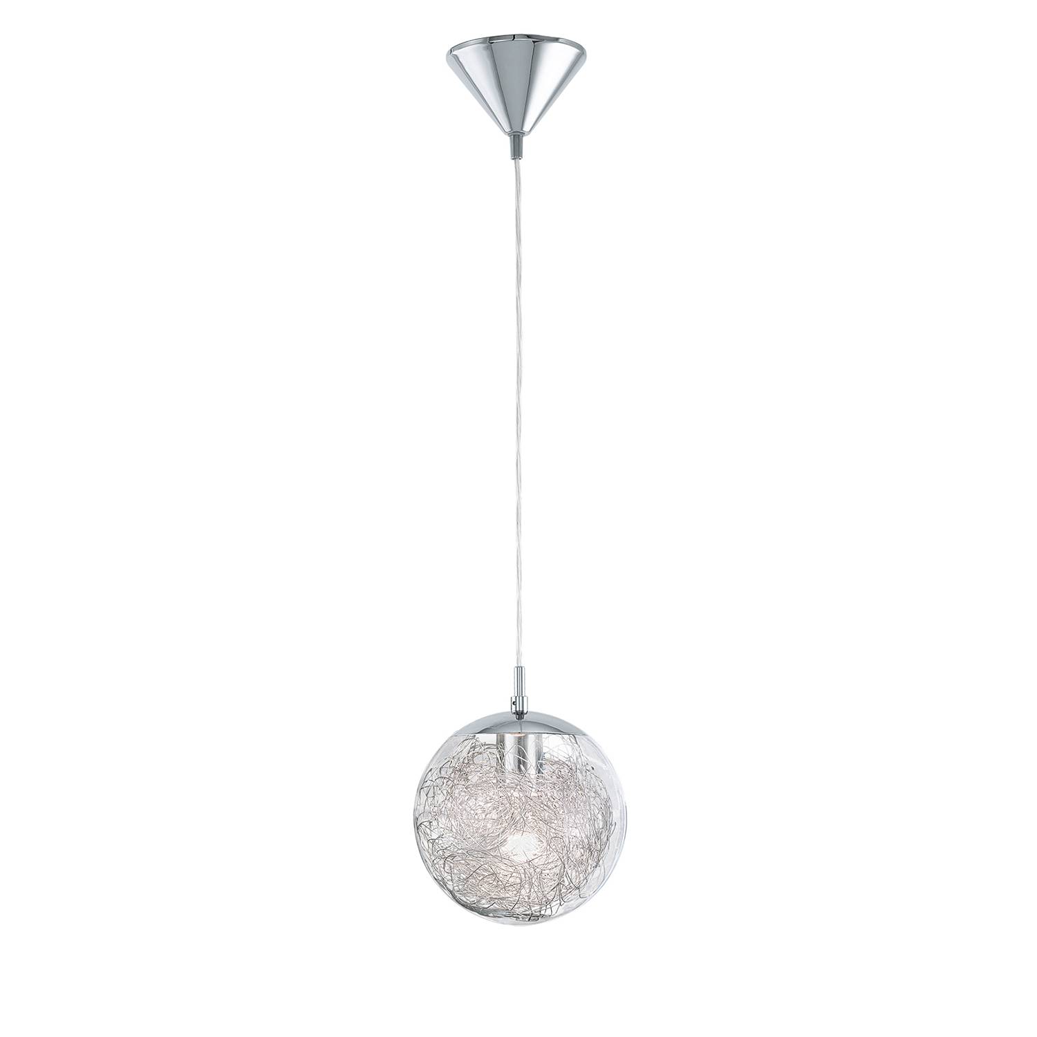 Pendant lamp Luberio Glass Aluminum 1-bulb Silver