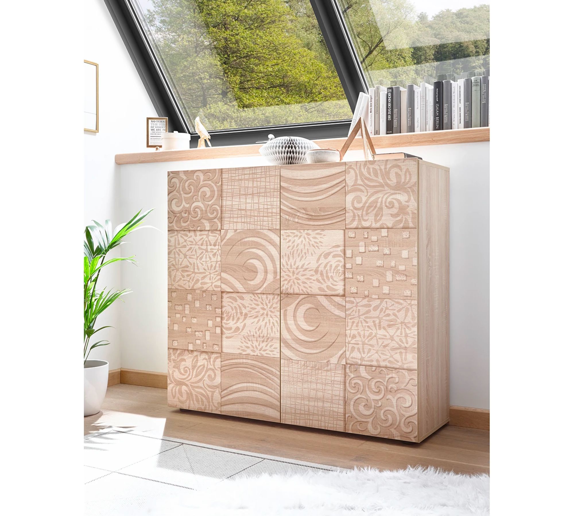 Highboard Holz Eiche Dekor