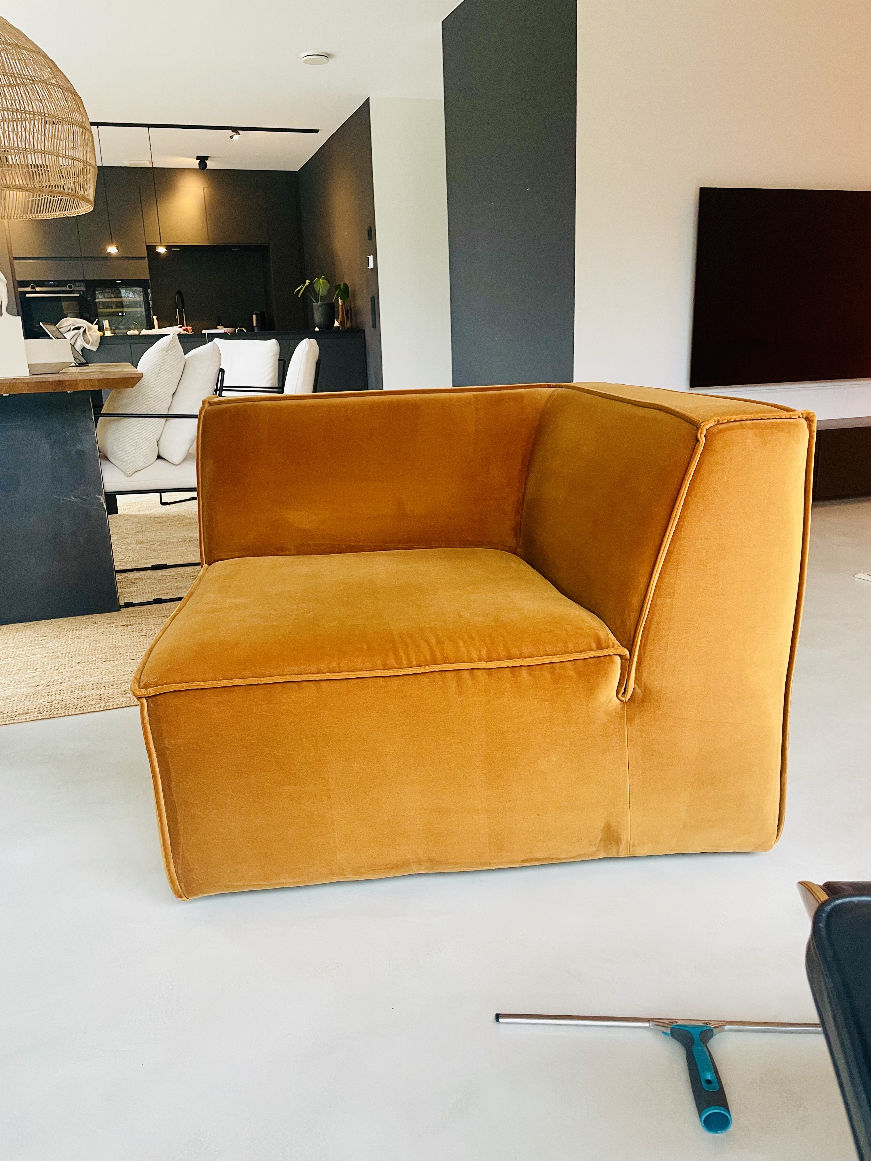 Dane 1-seater corner module Velour Matte Amber