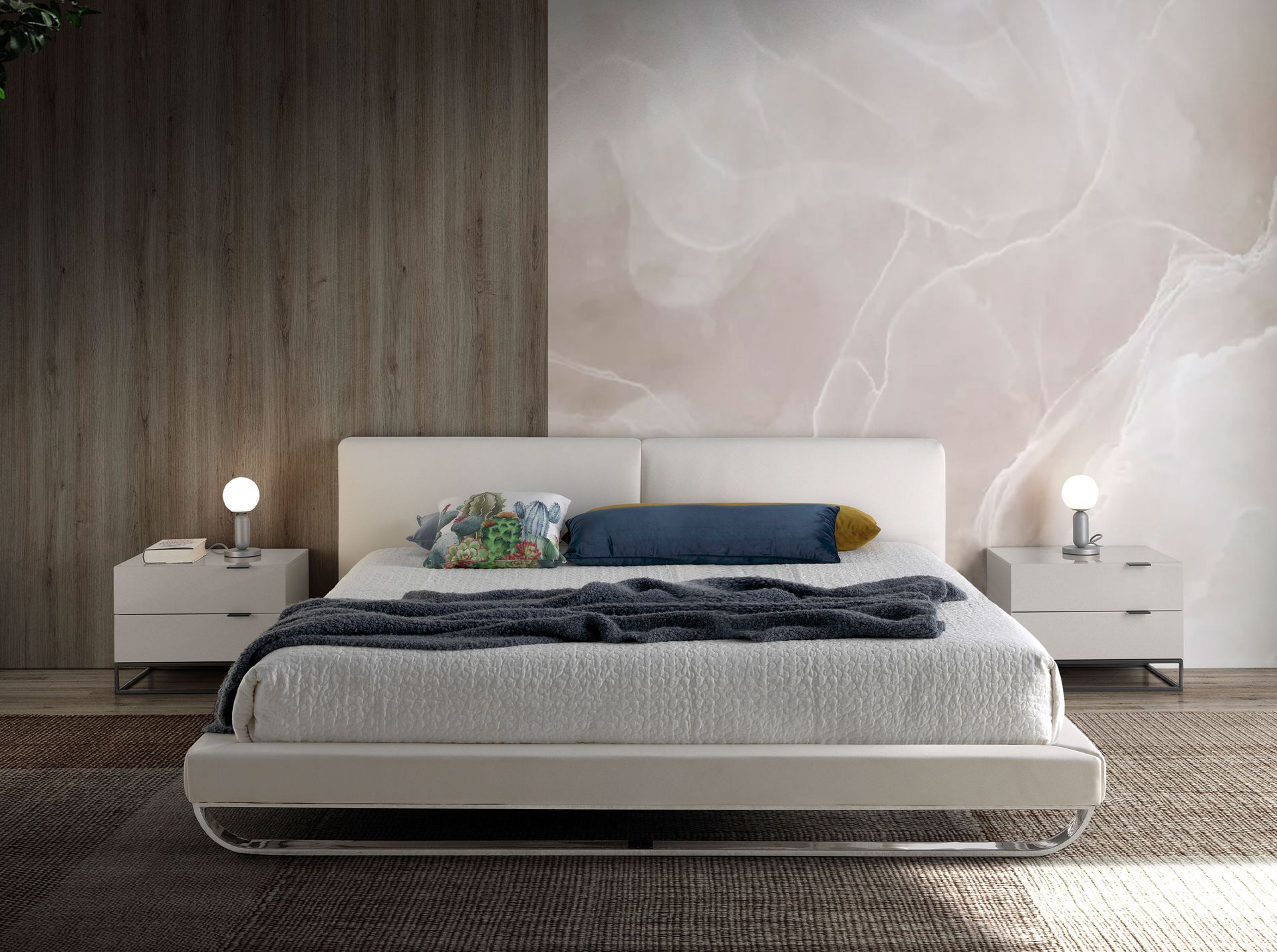 ANGEL CERDÁ Bedside table in grey wood and black steel