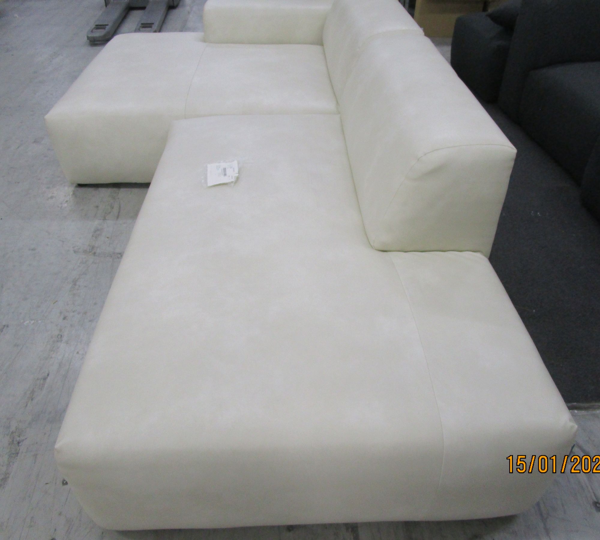 Pyllow Sofa Ecksofa Récamiere Links Kunstleder Cremeweiß