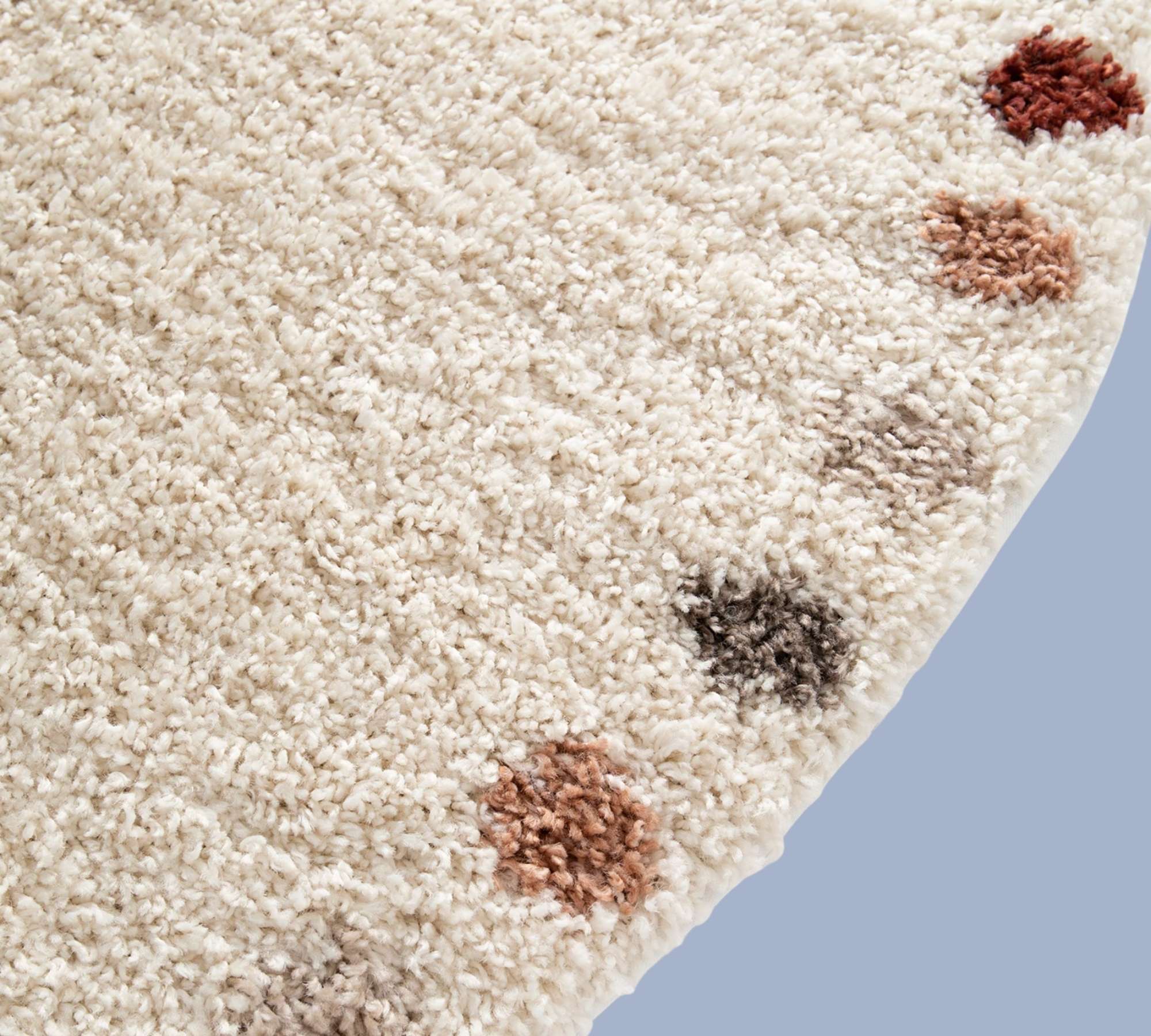 Runder Hochflorteppich Beige