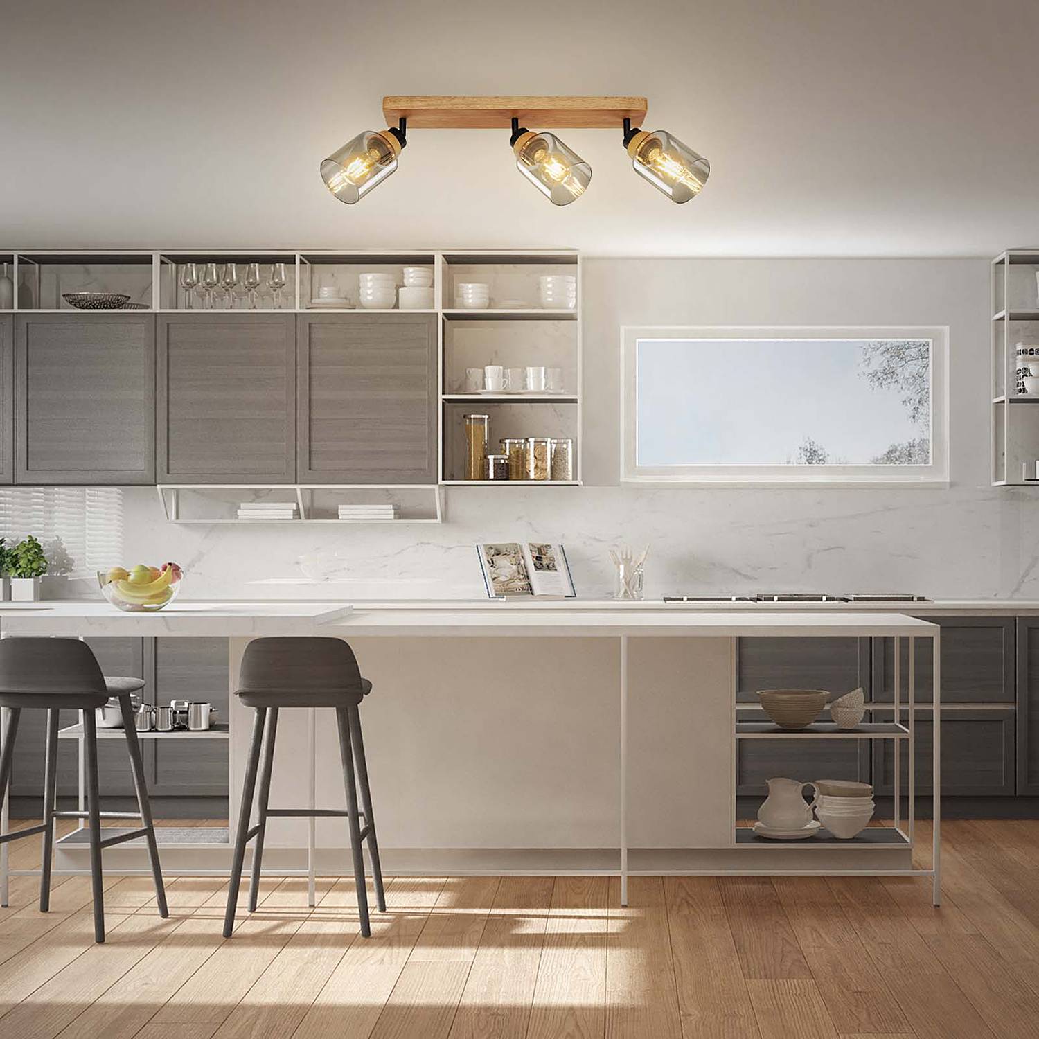 Meidelo Wandleuchte Rauchglas Schwarz