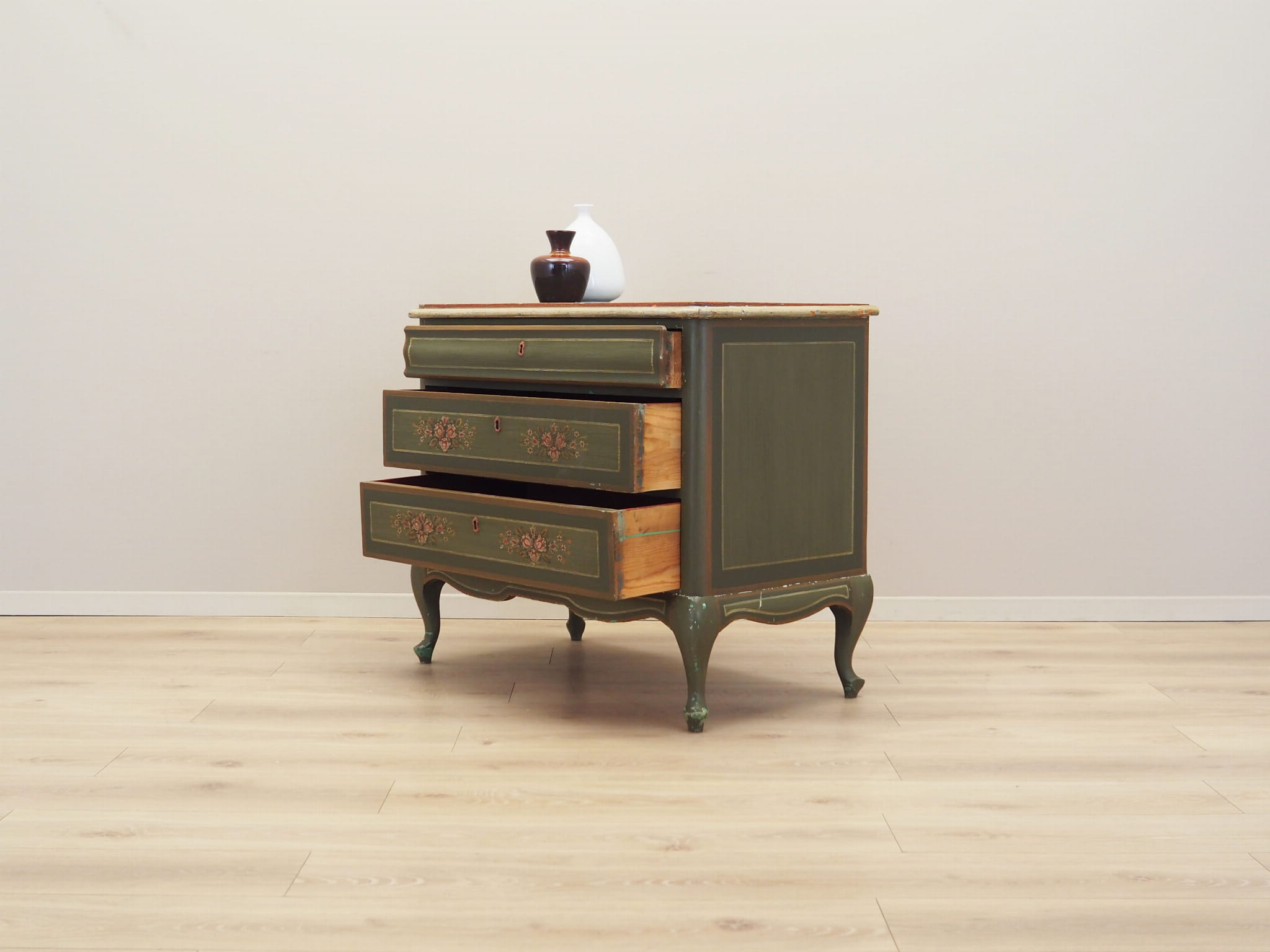 Vintage Kommode Kiefernholz Grün 1950er Jahre
