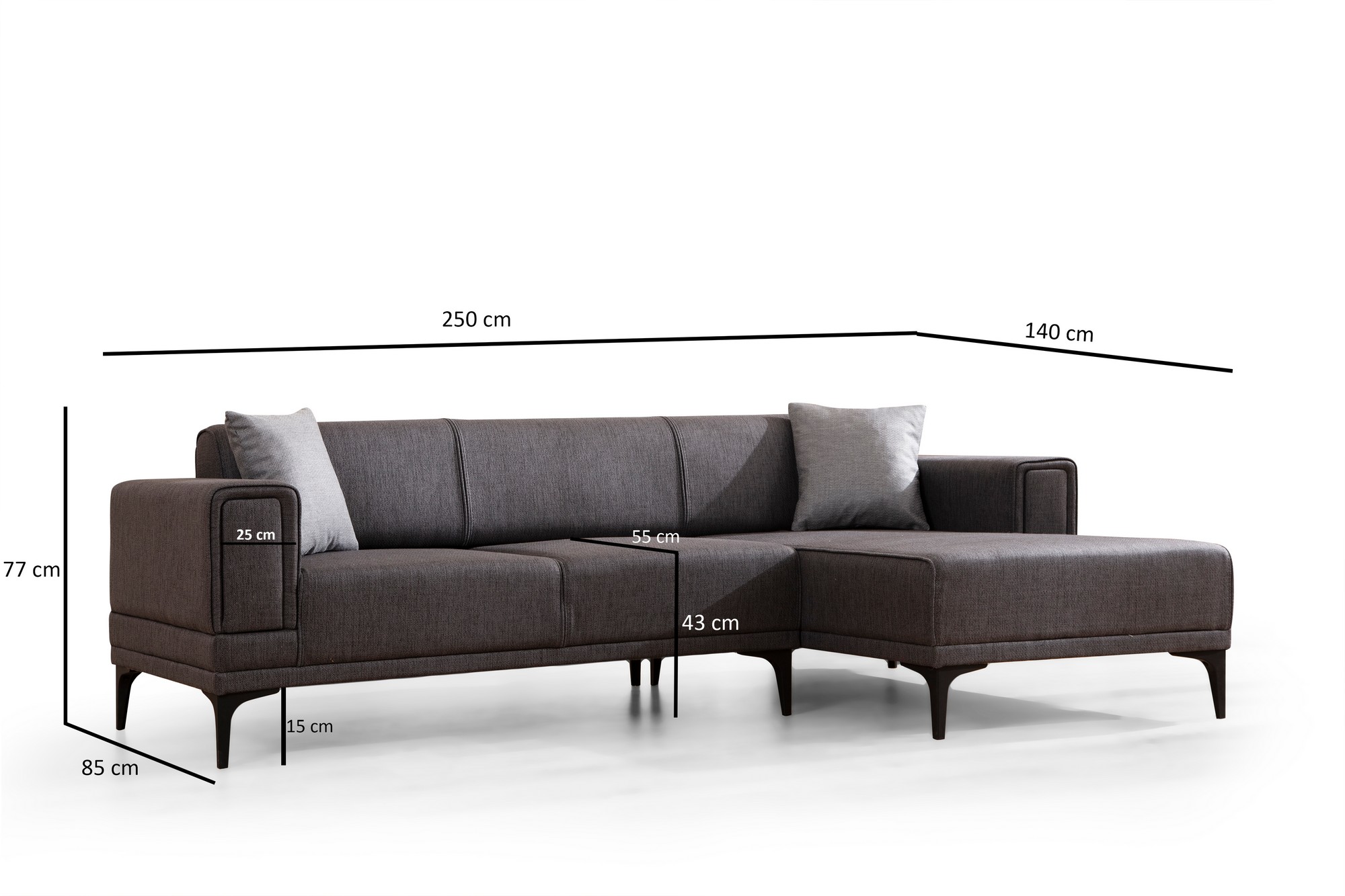 Horizon Corner Sofa Right Dark Grey