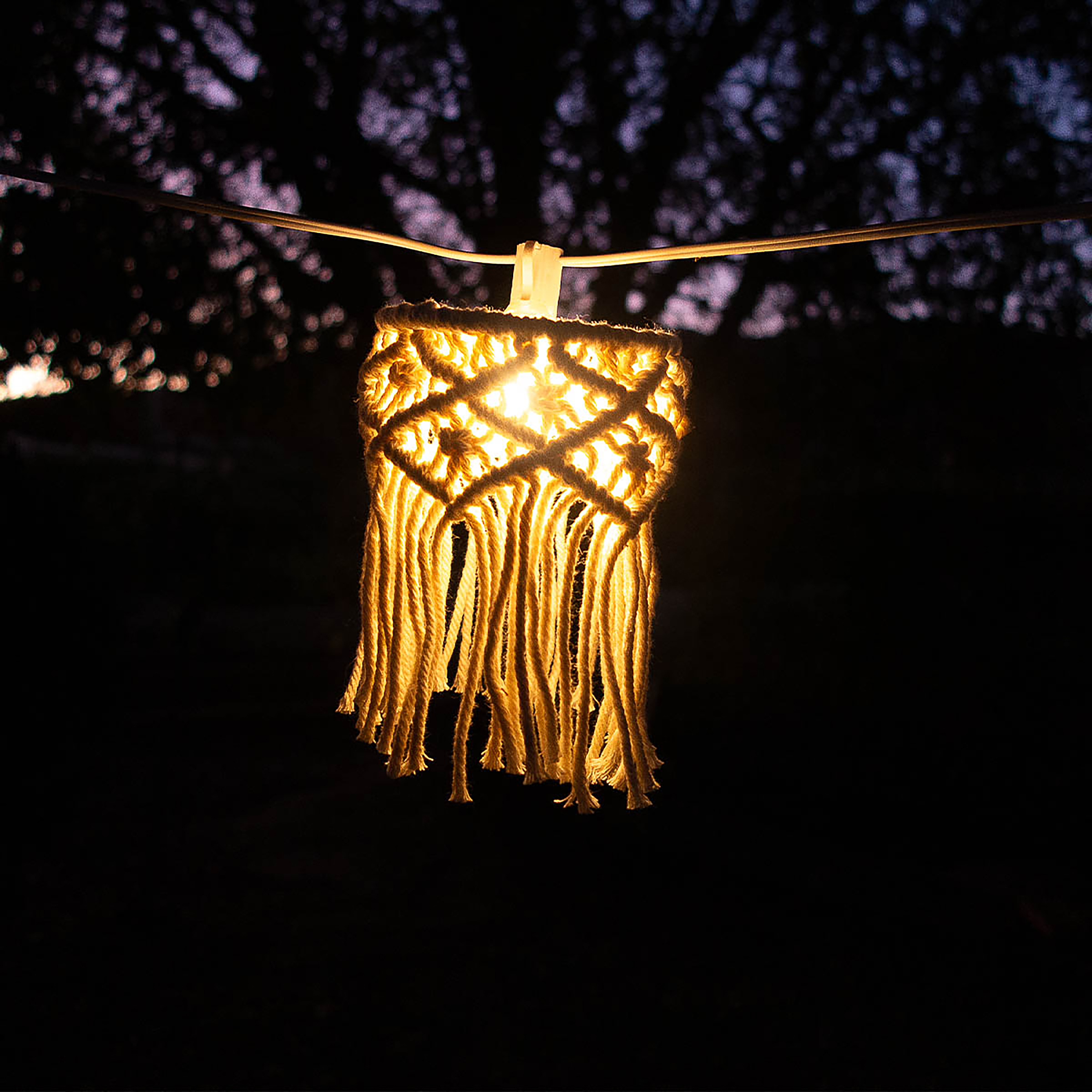 Mykonos Solar-Lichterkette Wolle Weiß
