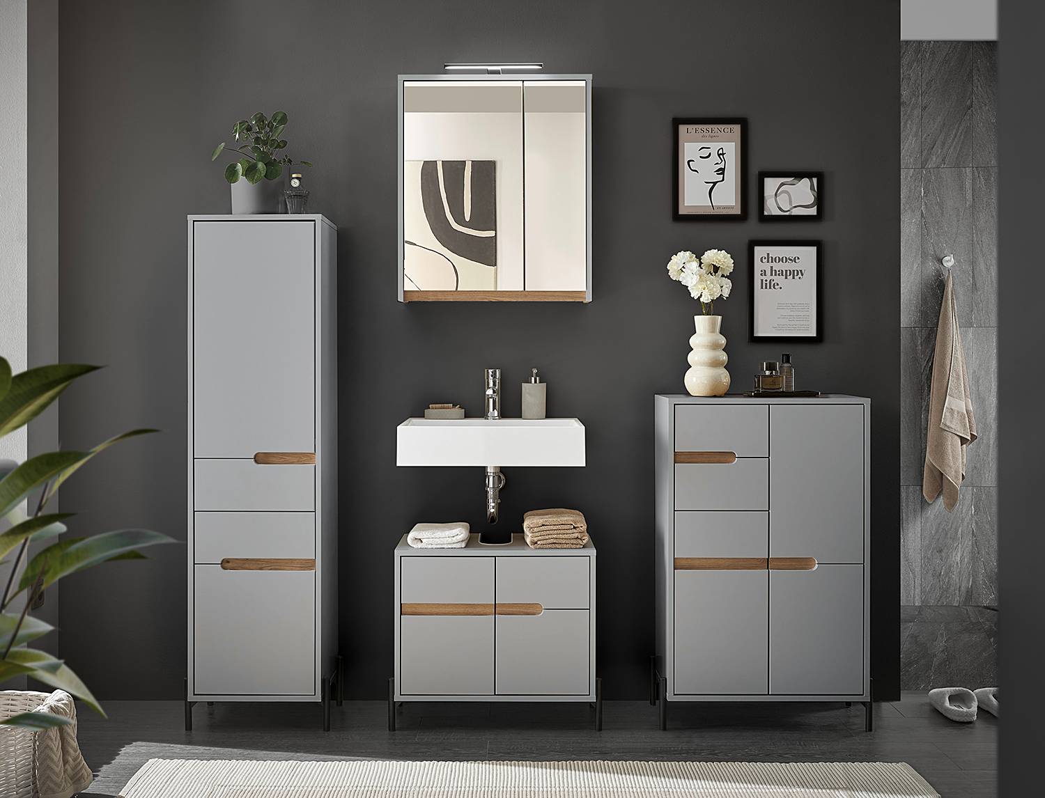 Avatra Waschbeckenunterschrank Technisches Grau